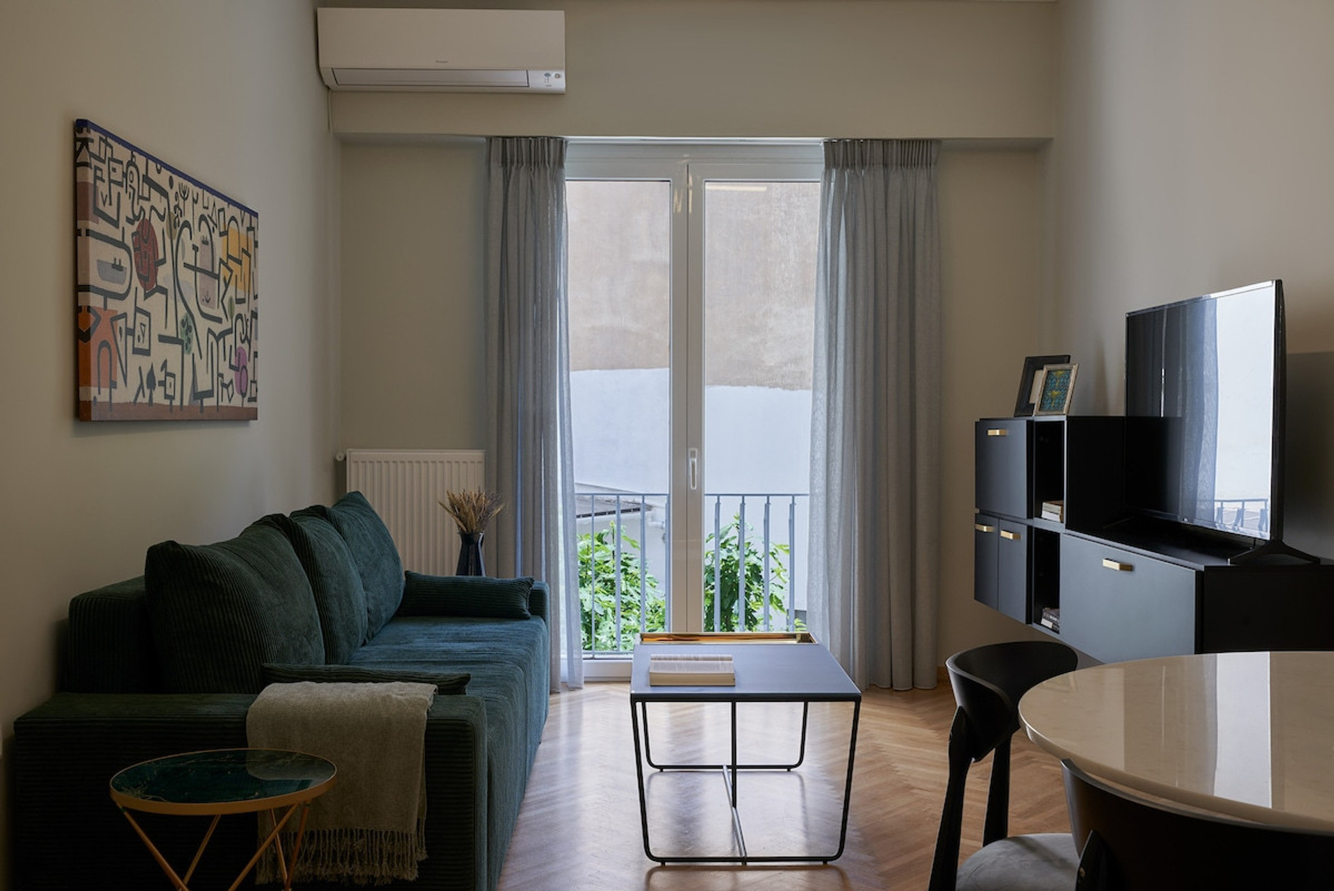 The living room with a smart TV