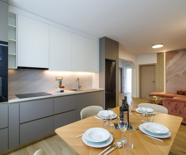 Kitchen and dining table setting