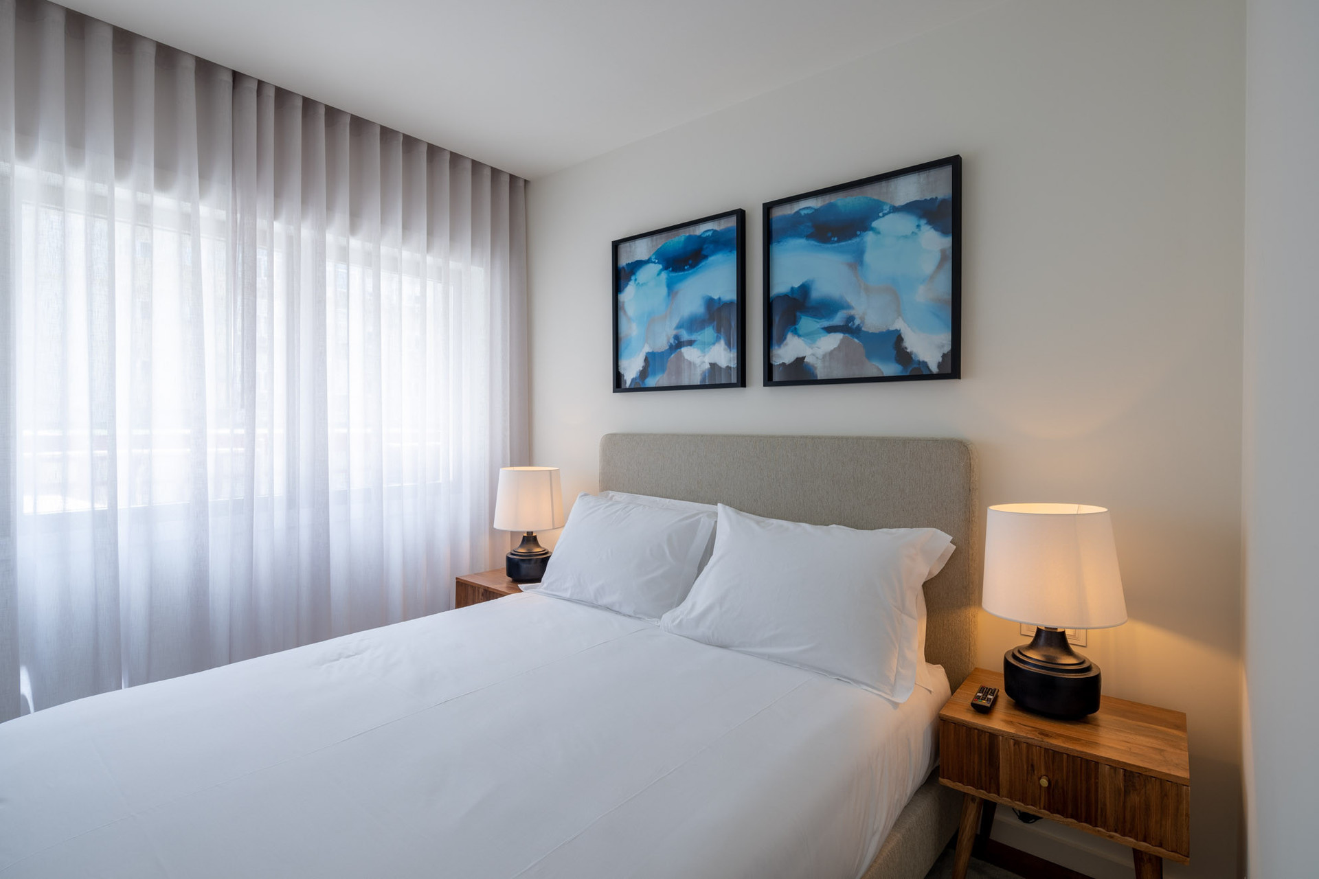 Bright master bedroom double bed