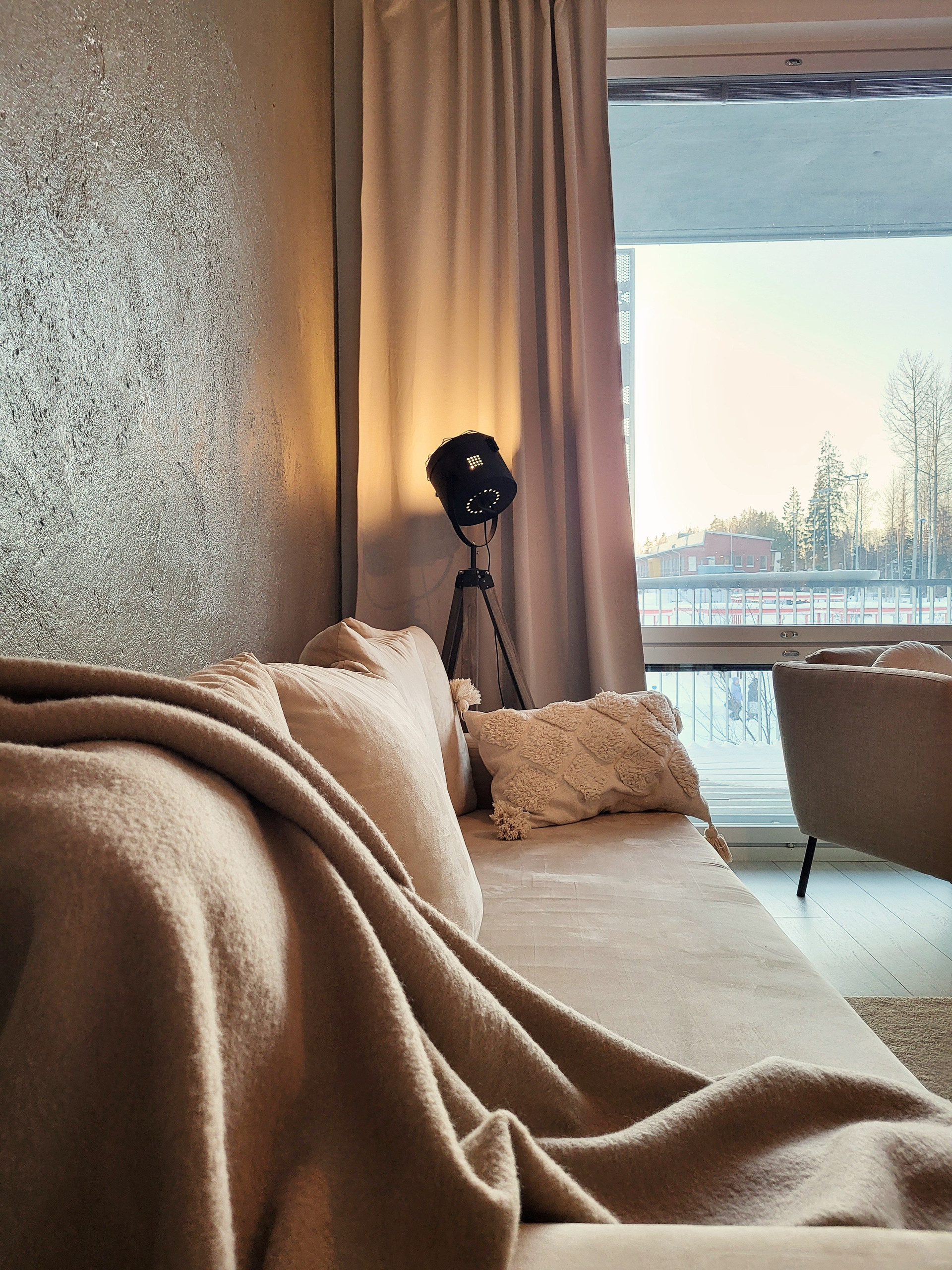 Living room with balcony view