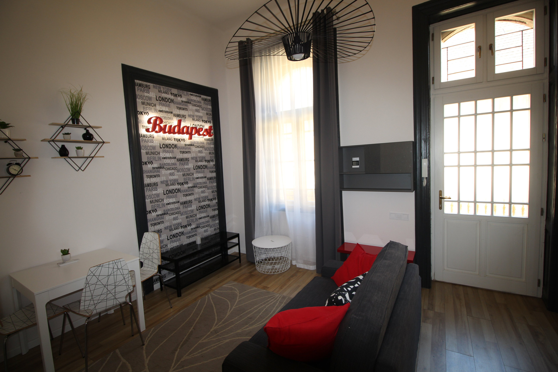Stylish living room with Budapest wall art
