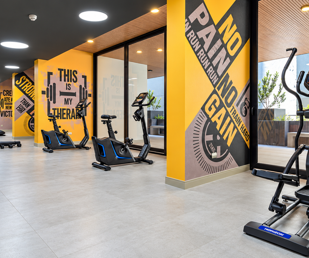 Gym area with motivational decor