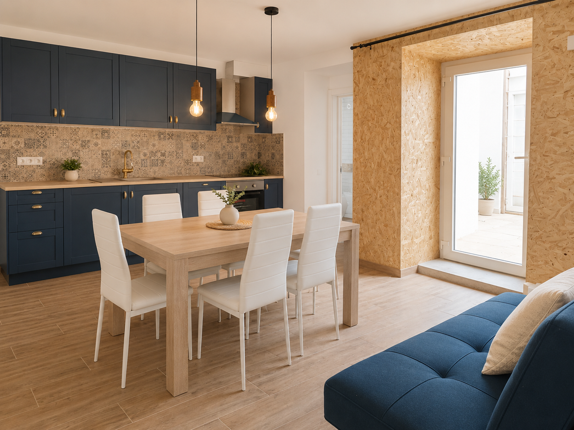 Open kitchen and dining area