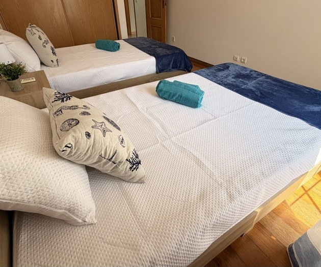 Close-up twin beds with pillows