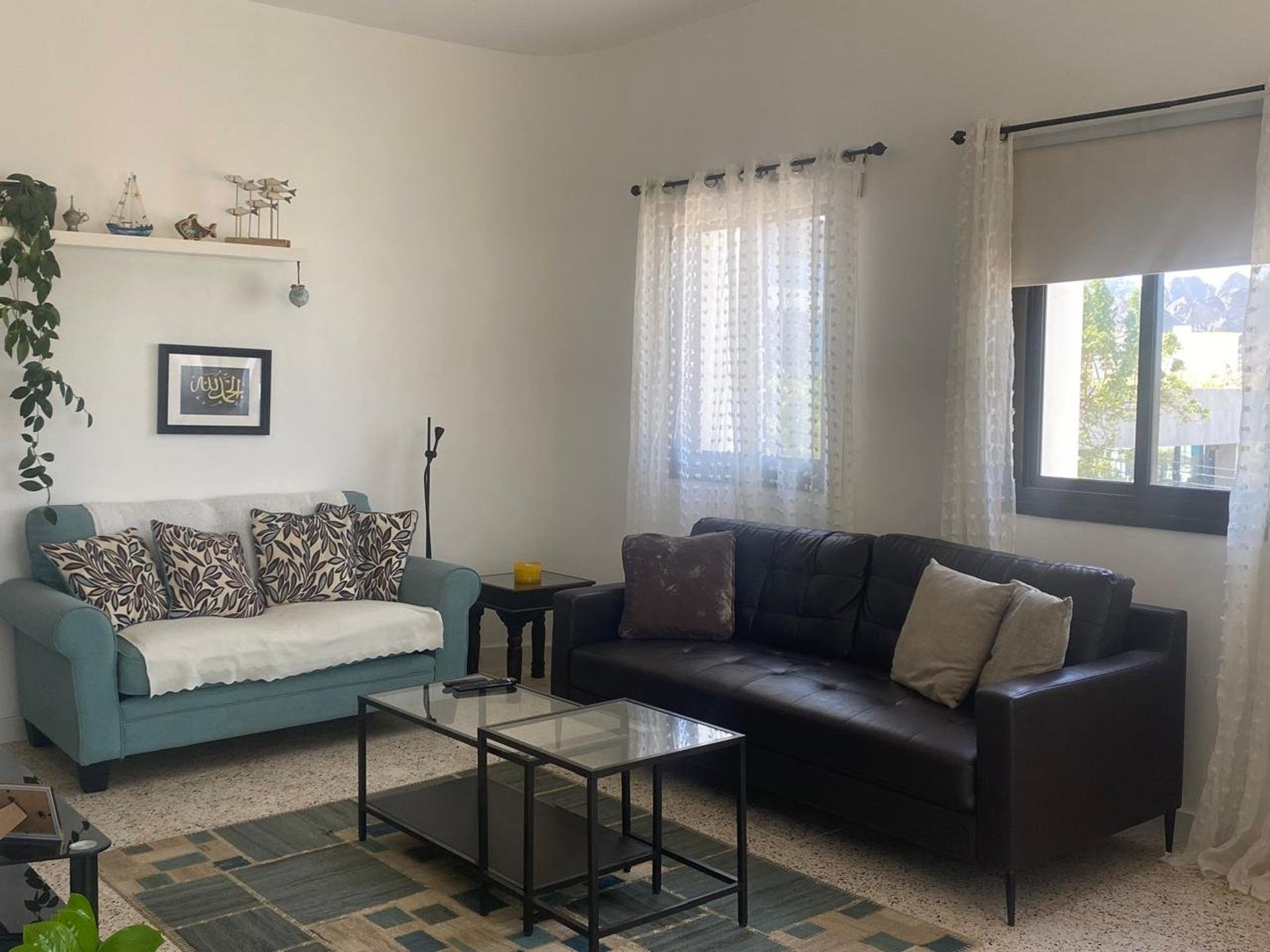 Bright living room two sofas