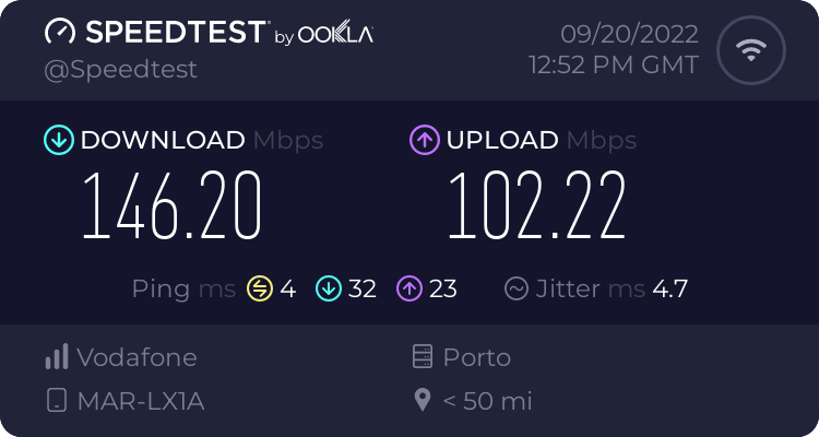 Speedtest.net result