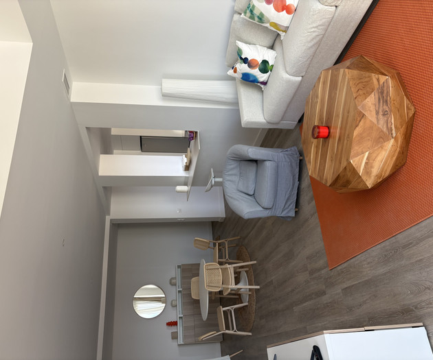 Living room with wood table