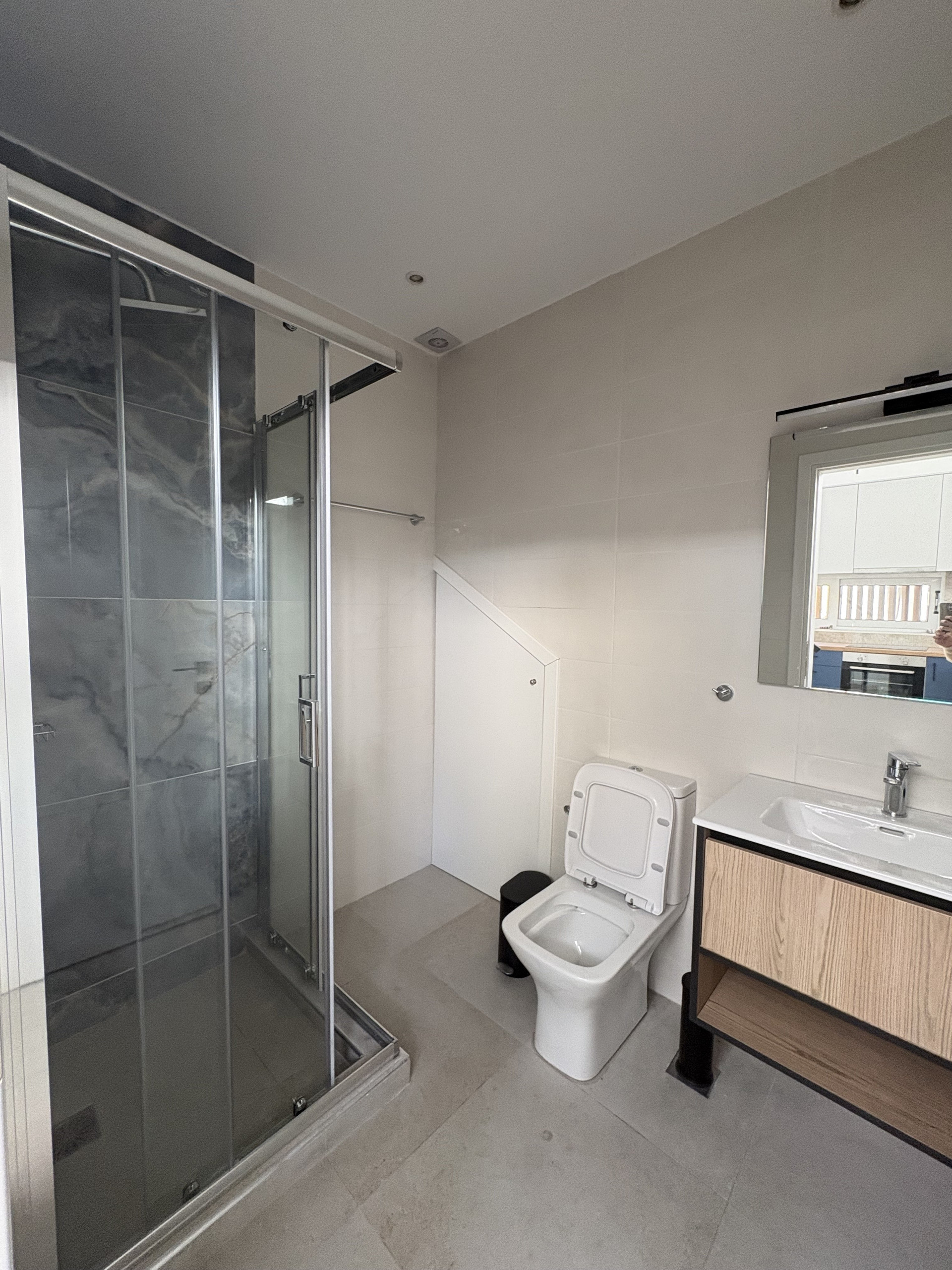Modern bathroom with glass shower