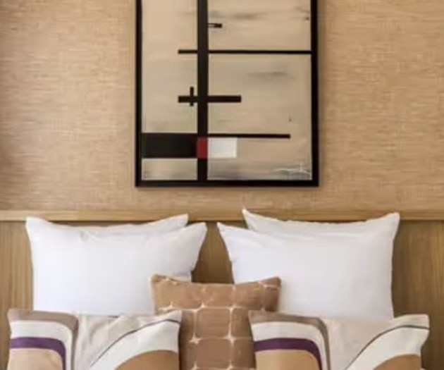 Bed headboard with artwork