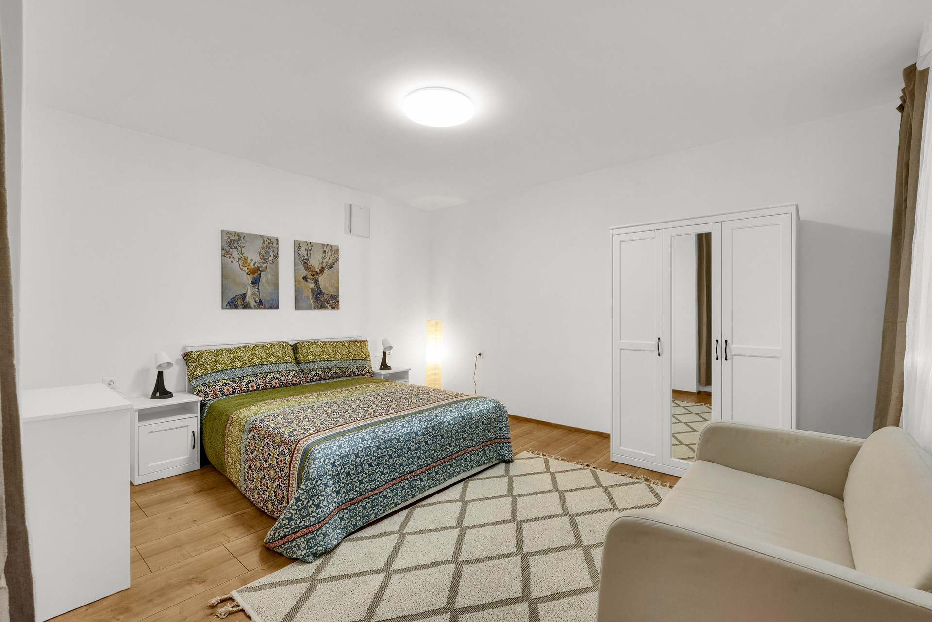 Master bedroom double bed wardrobe