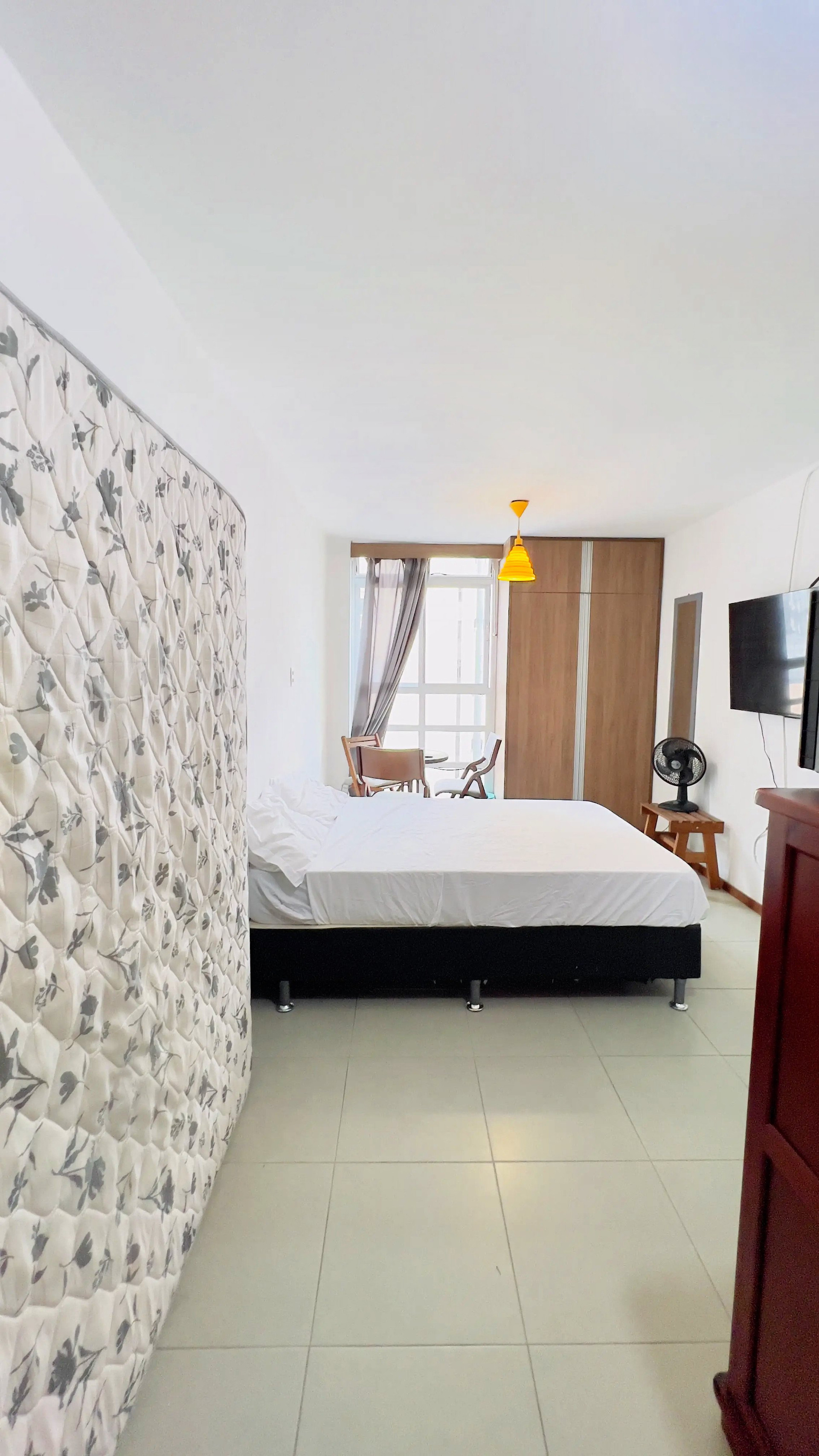 Studio bedroom wide angle view
