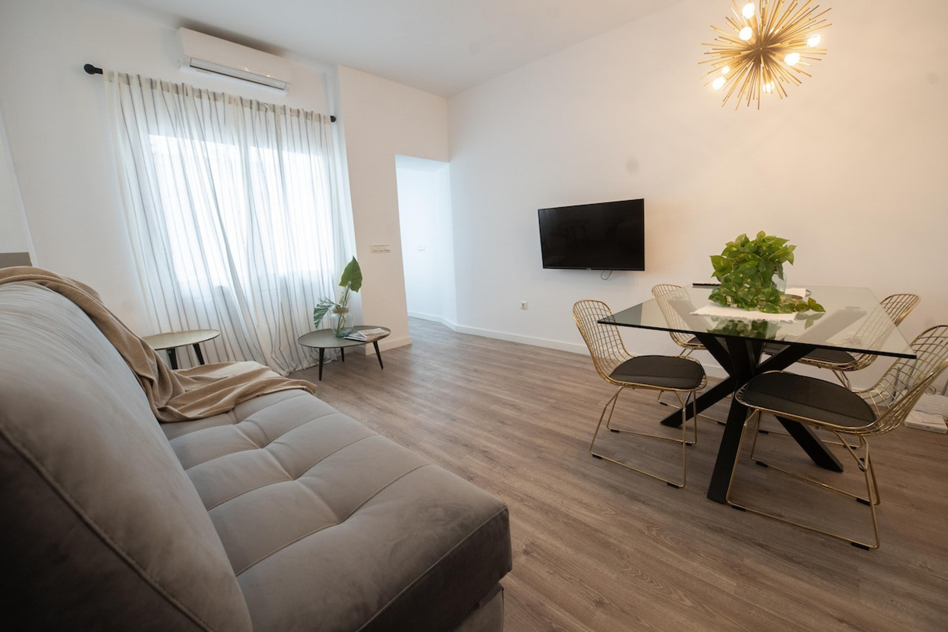 living area with TV and dining table