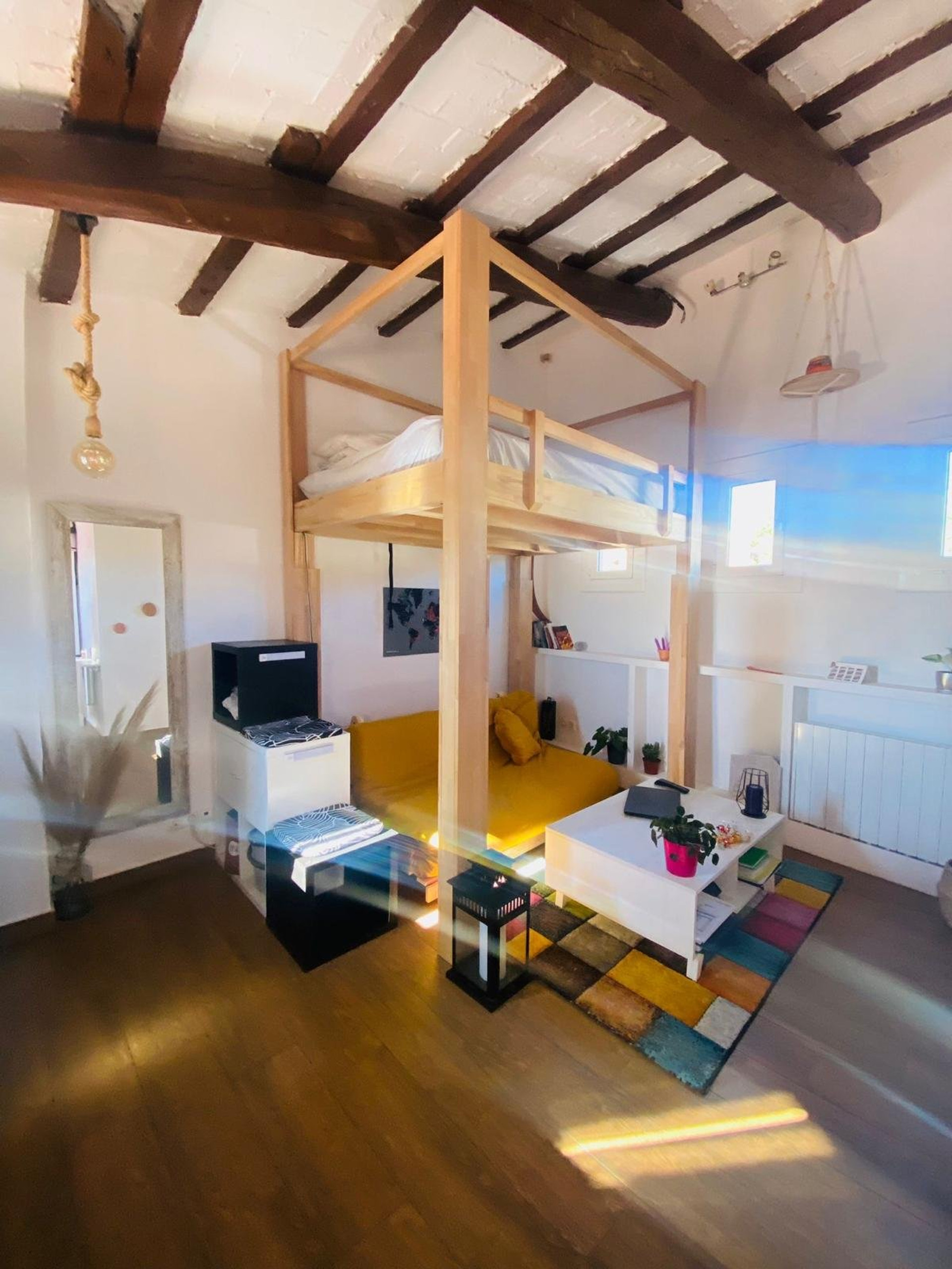 Loft bed with living area below