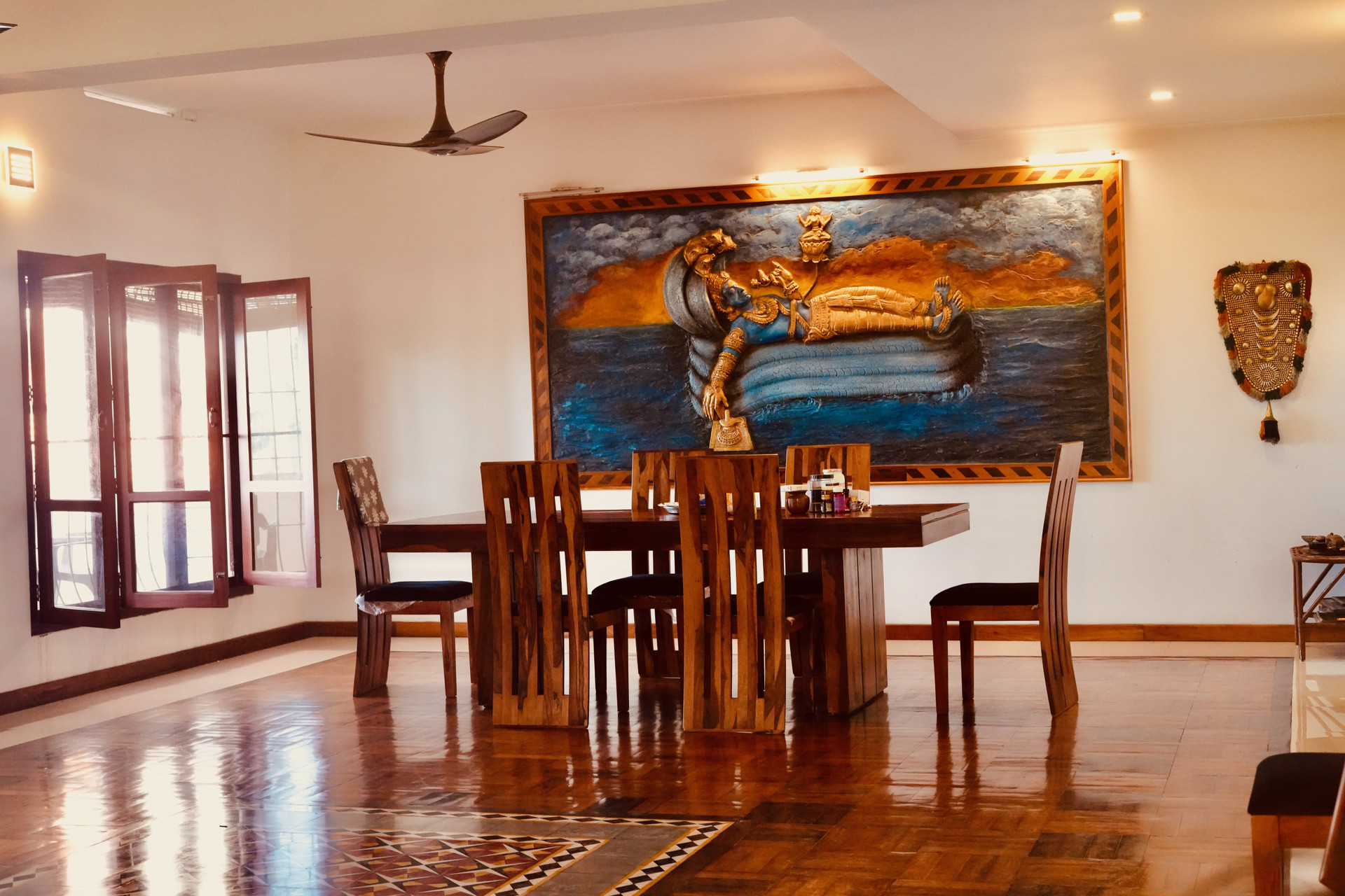 Dining area with wooden table