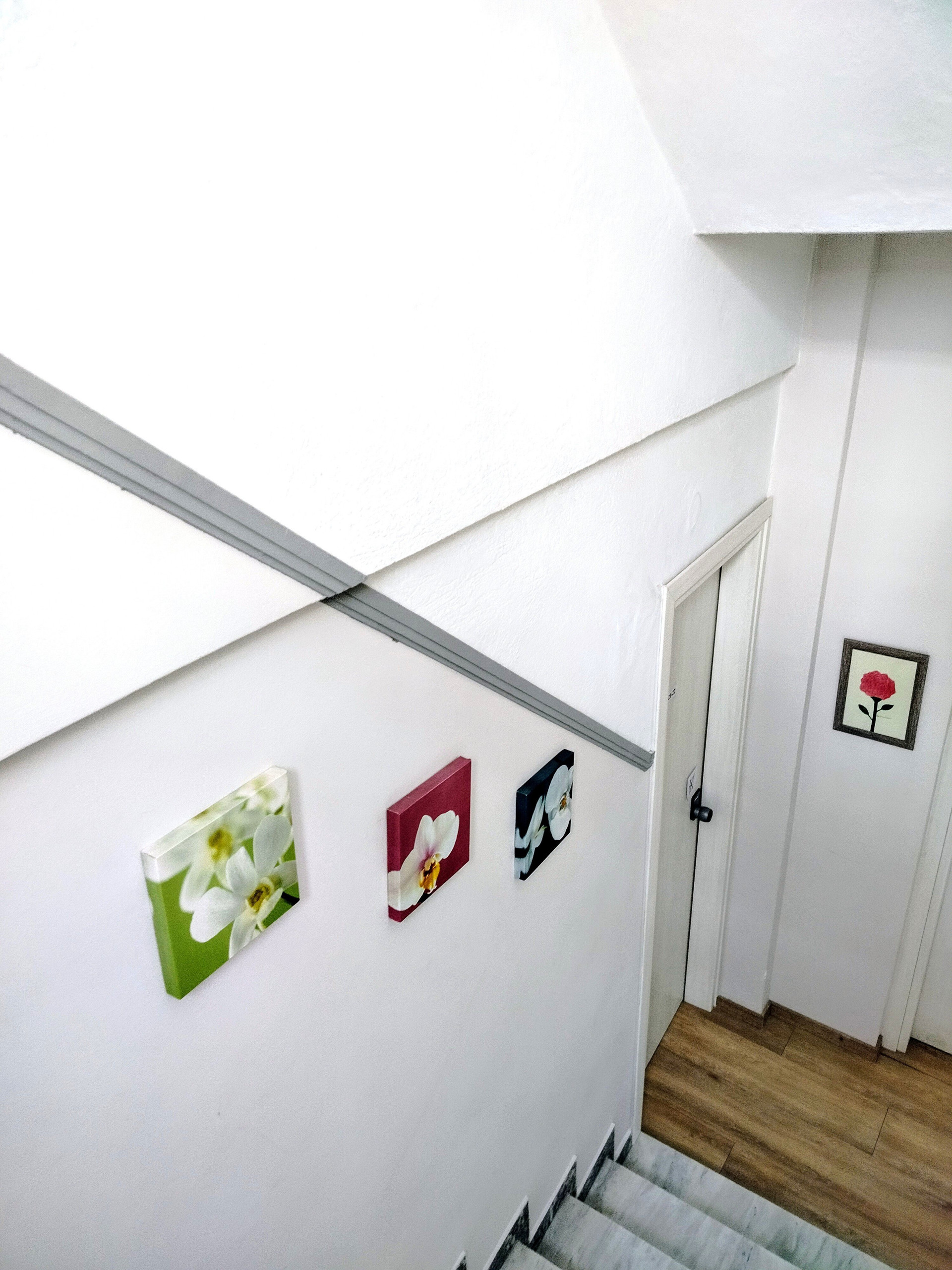 Hallway with floral wall art