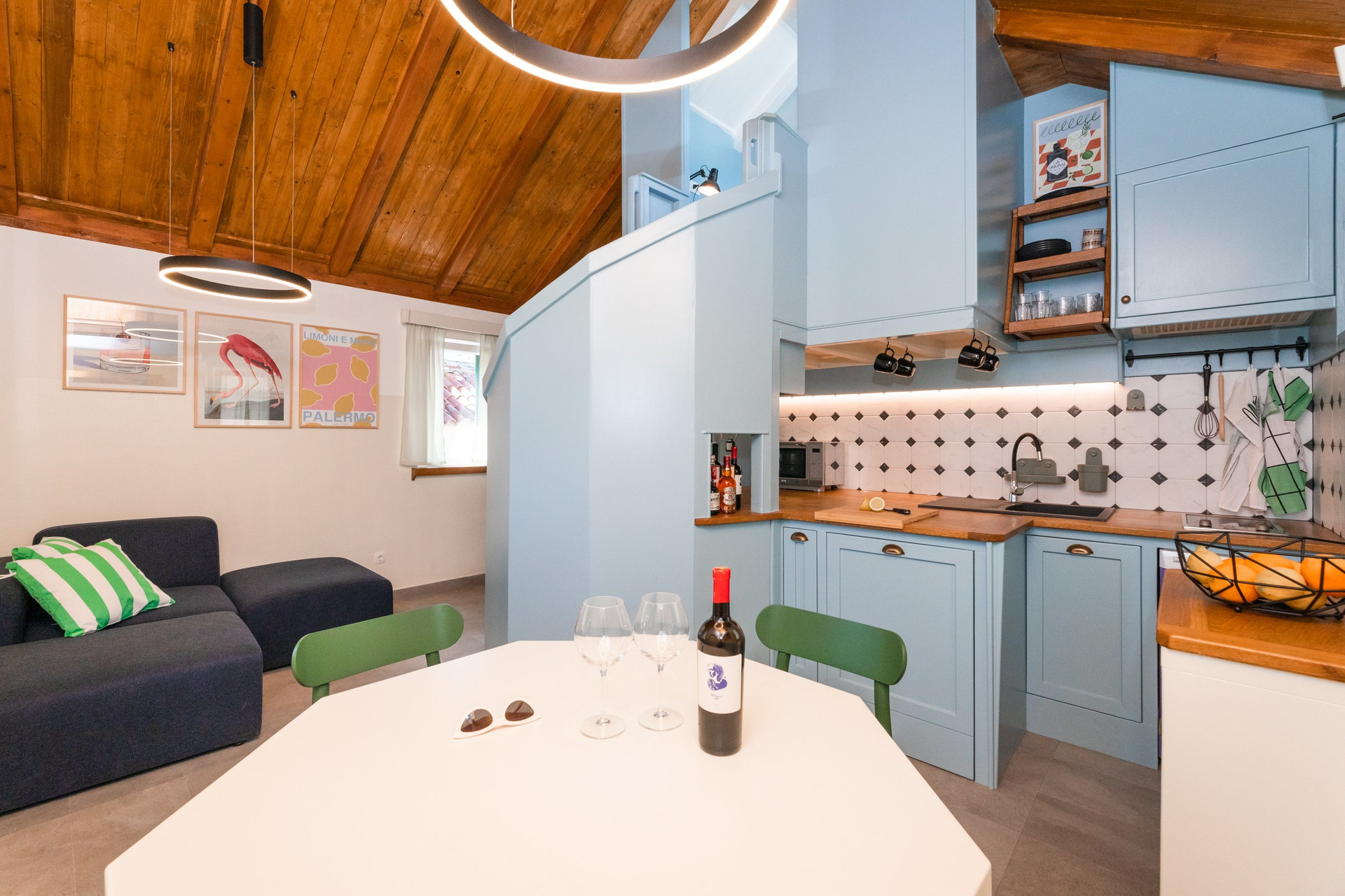 Living and dining area with kitchen