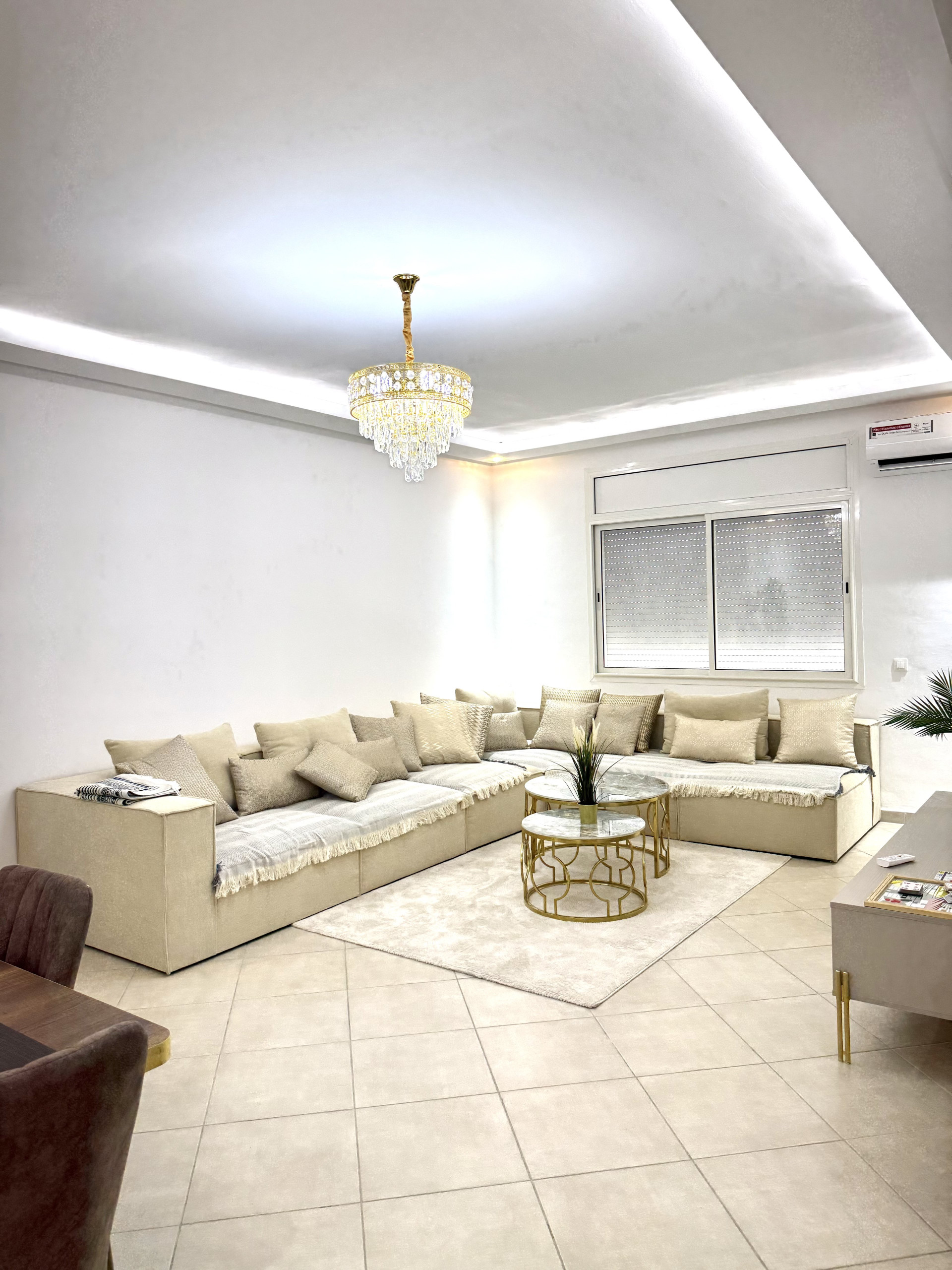 Elegant living room with chandelier