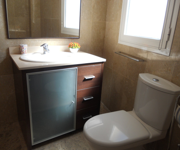 Bathroom sink and toilet