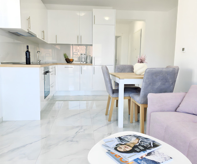 Open living area with kitchen