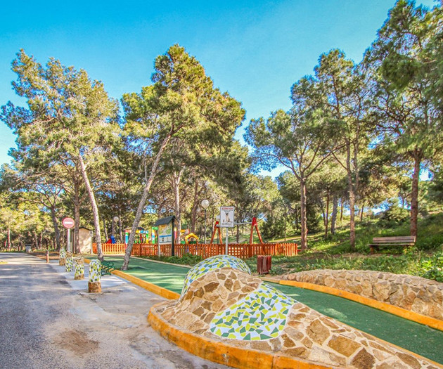Park path with playground