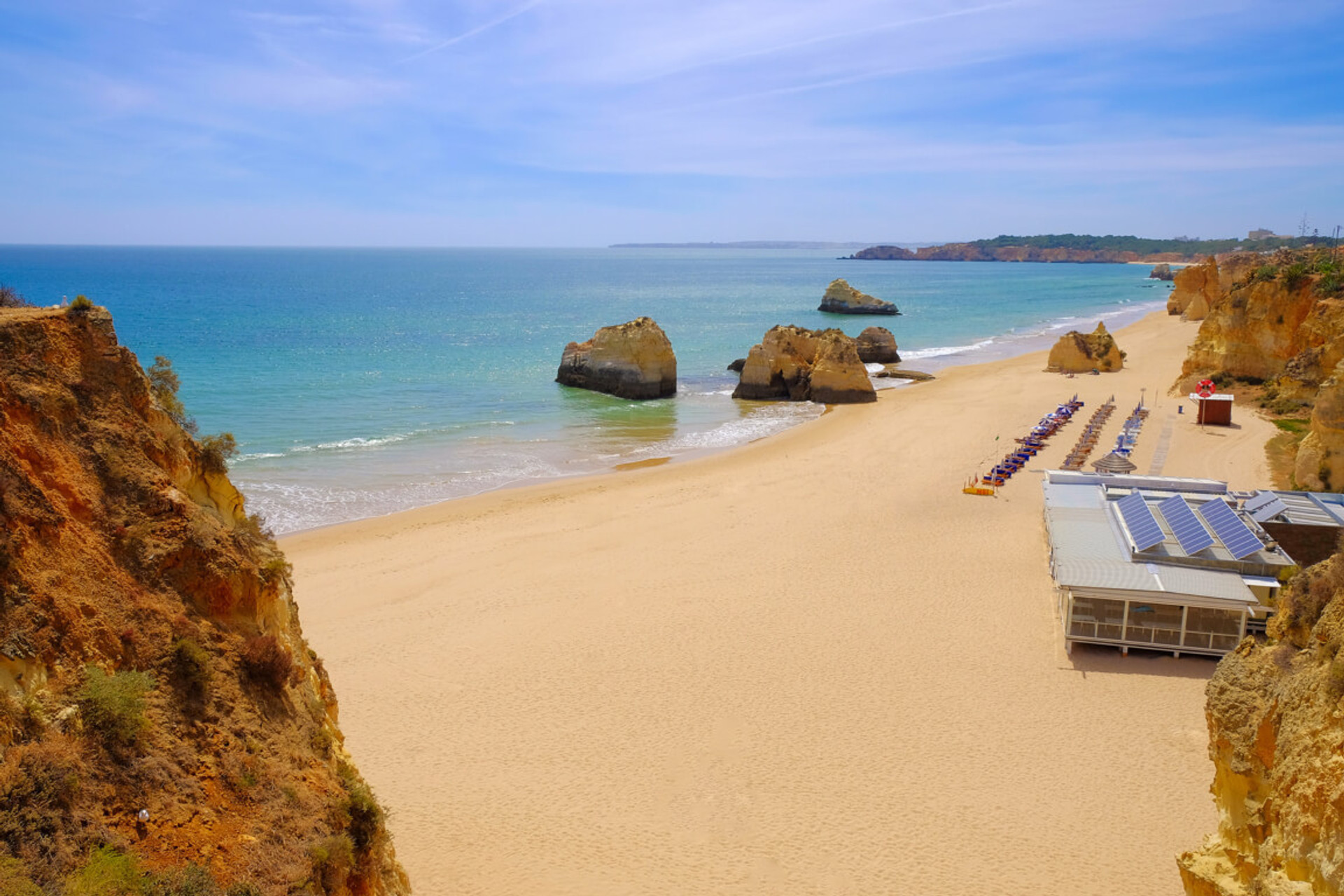 Scenic Algarve beach with rock formations