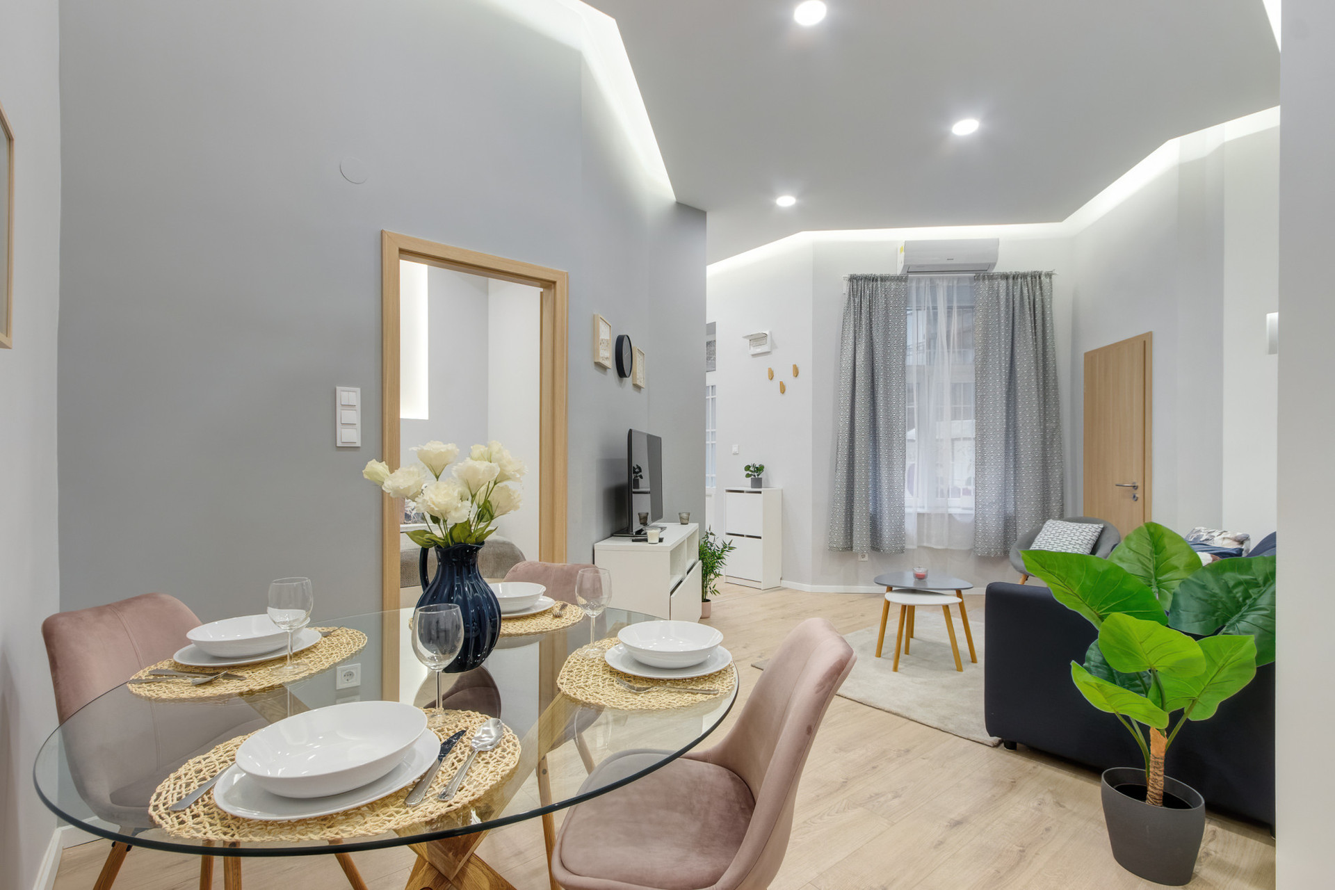 living room, dining area