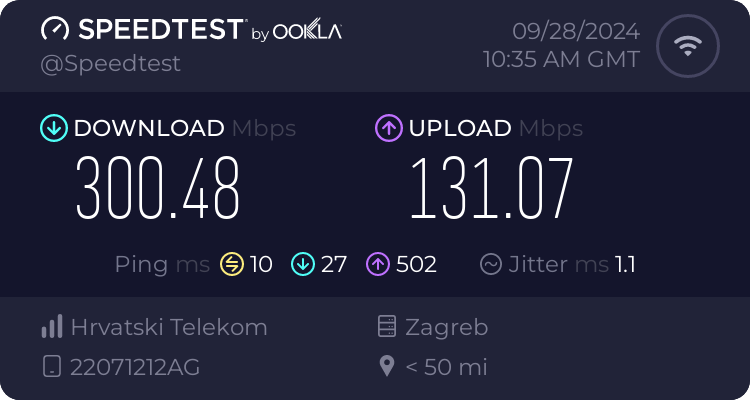 Speedtest.net result