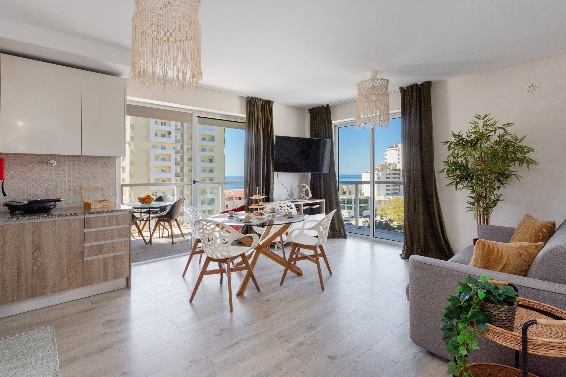 Open living room sea view