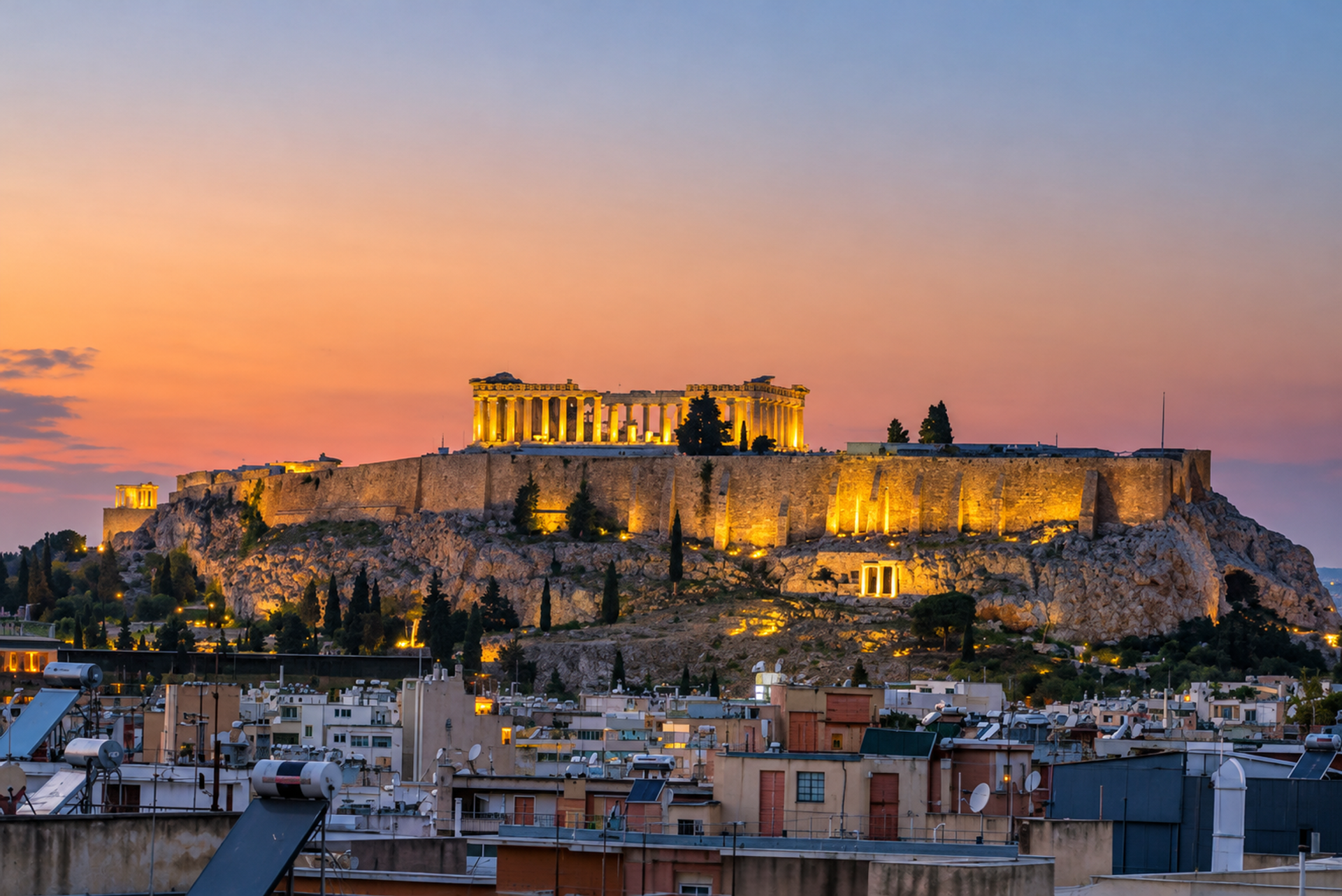 Acropolis view at sunset