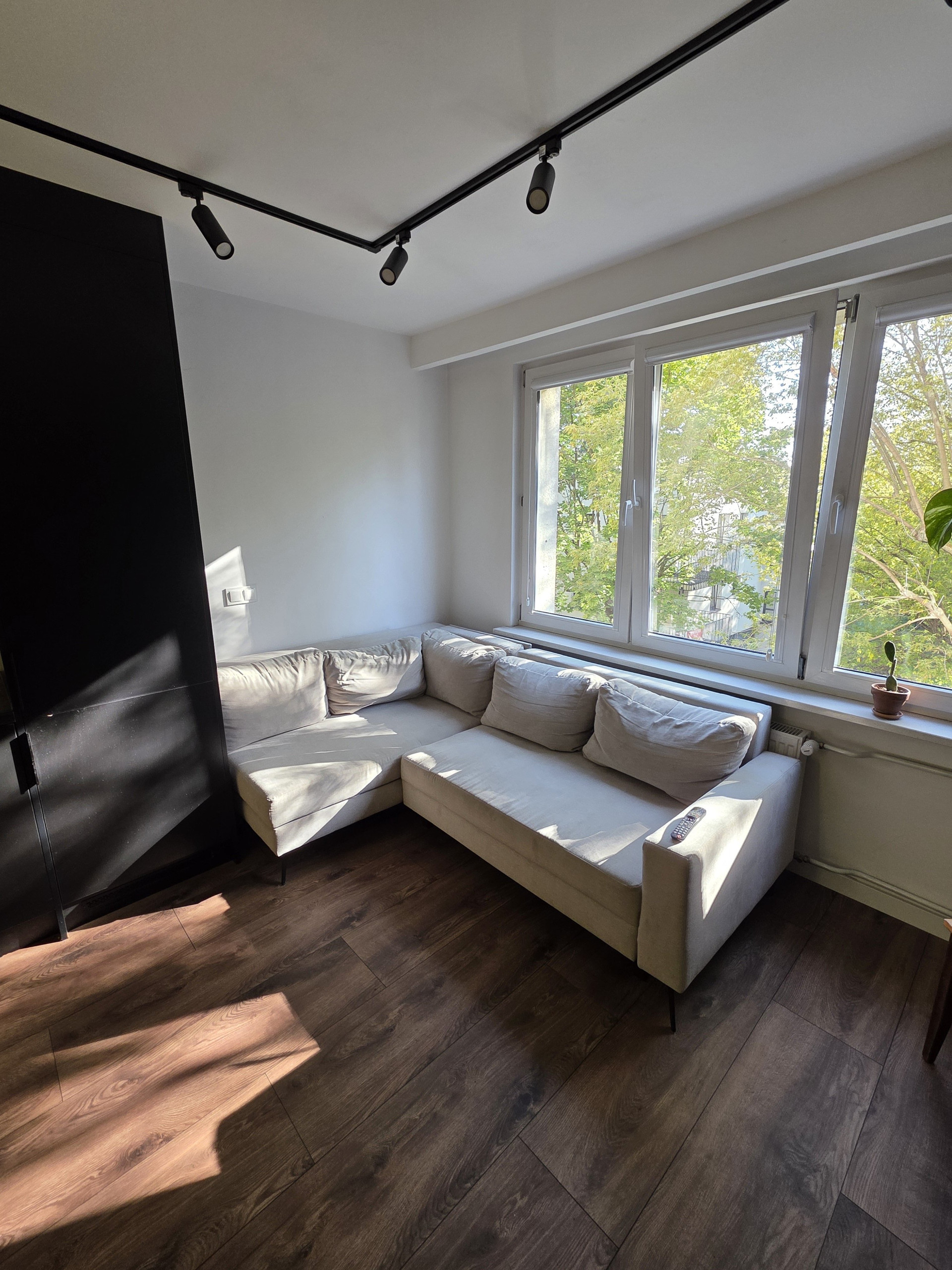 Sofa seating with garden view