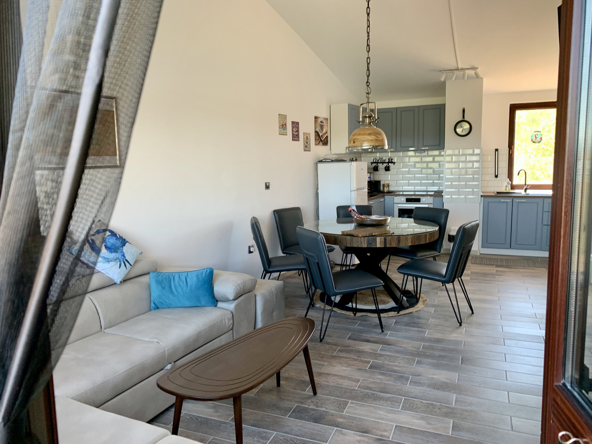 Open living dining kitchen area