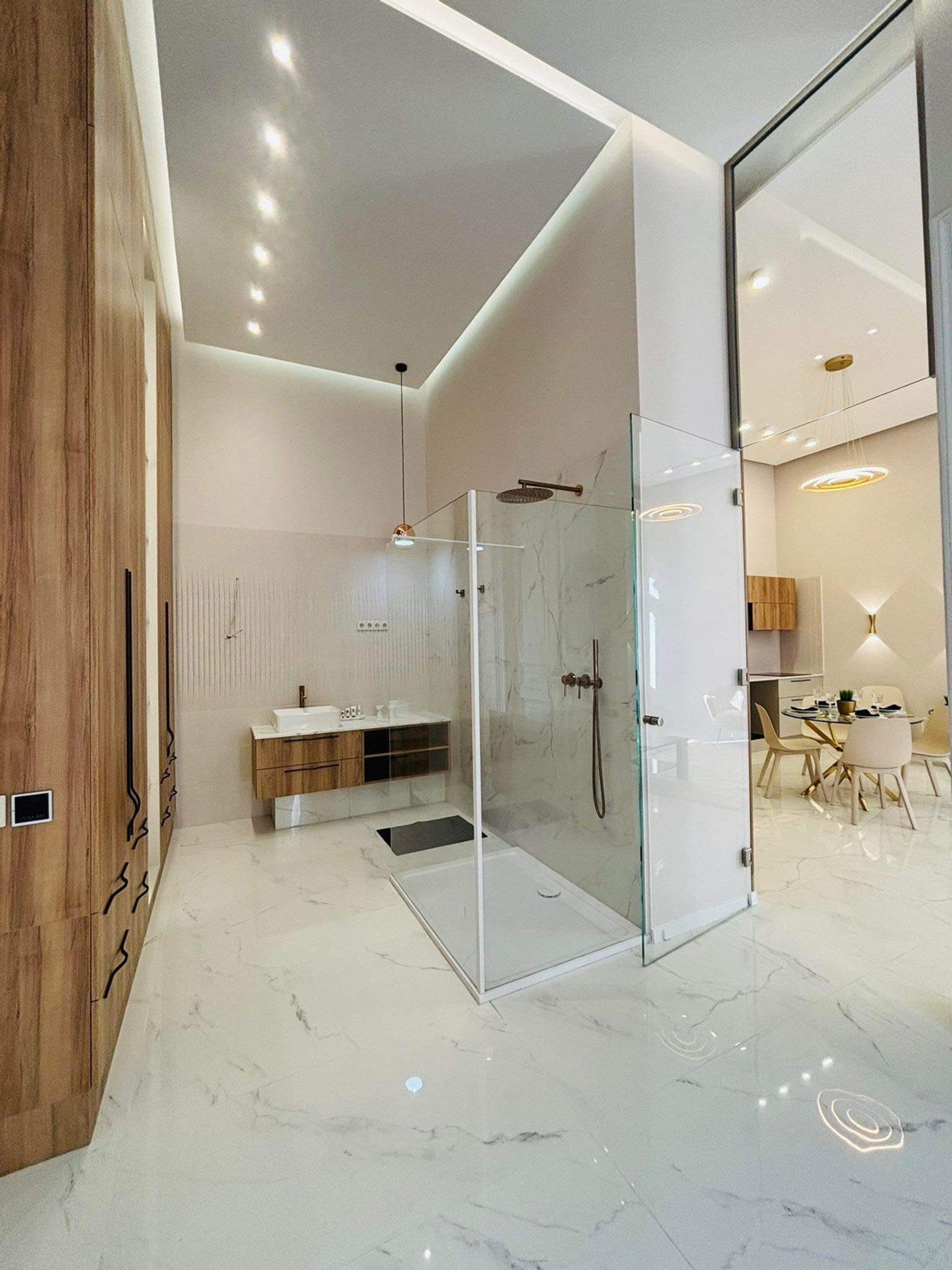 Modern bathroom with glass shower
