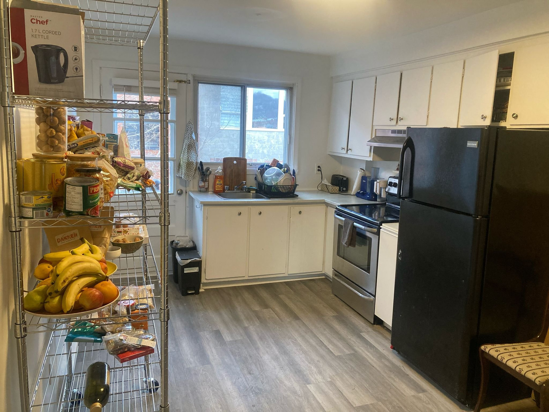 Kitchen with black appliances