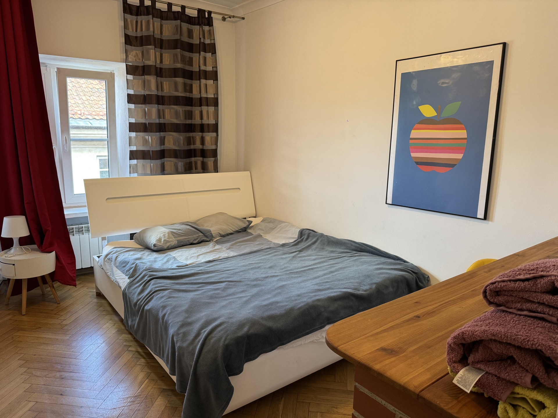 Bright bedroom with double bed