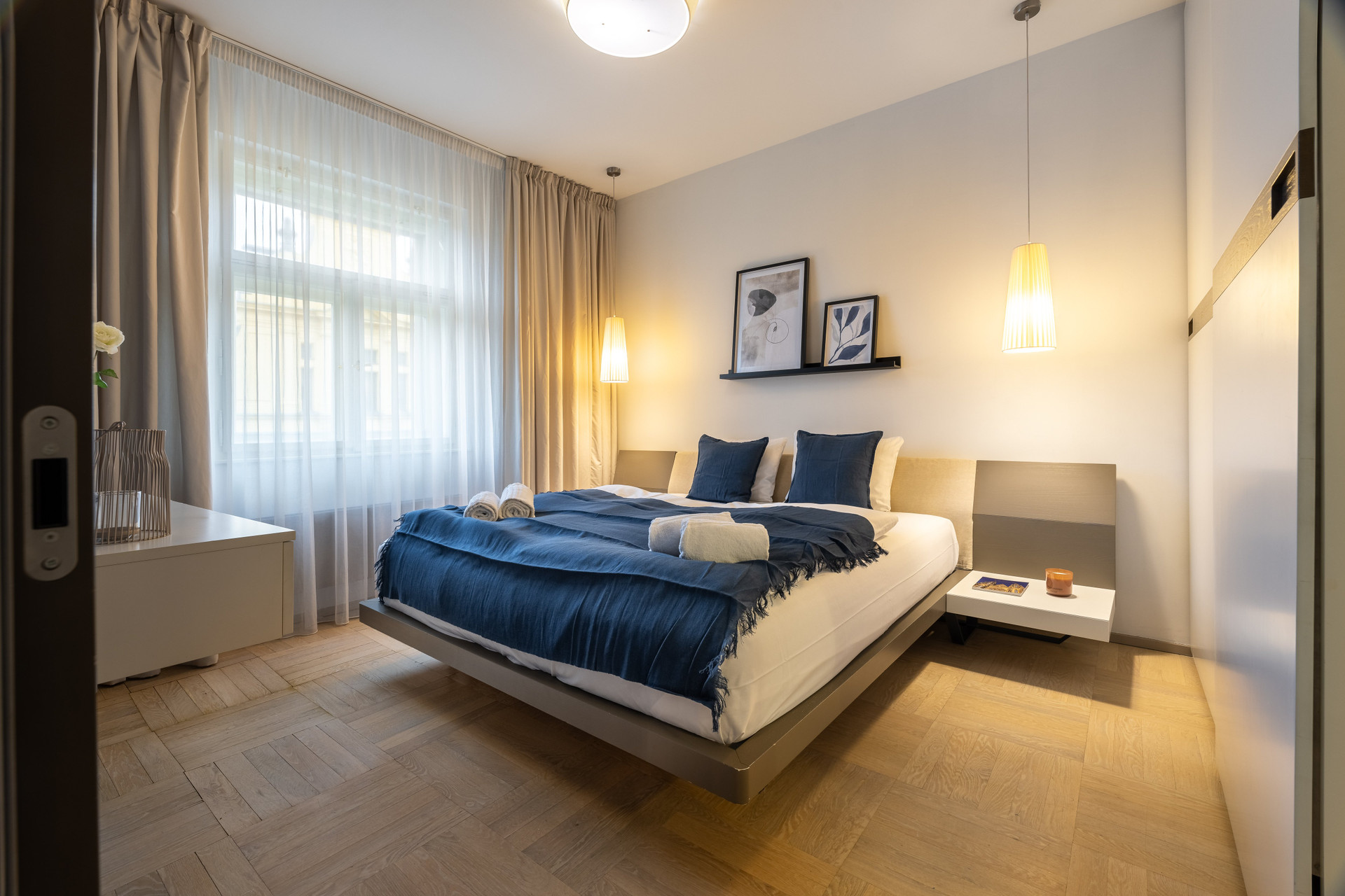 Bedroom with blue accents