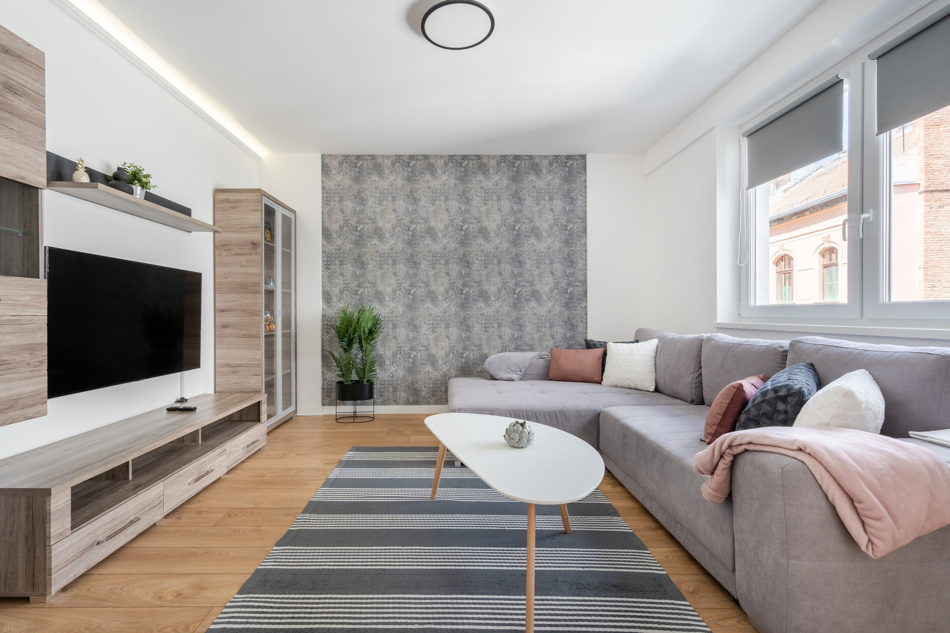 Cozy living room with large sofa