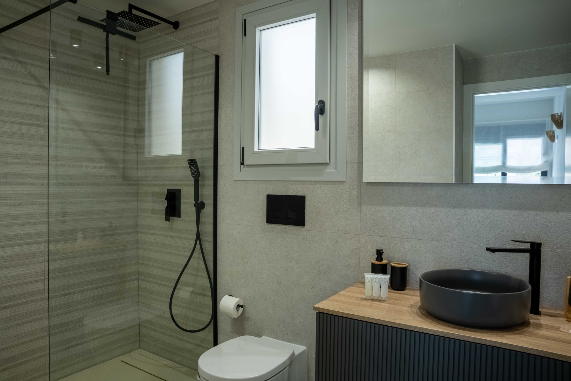 Modern bathroom with walk-in shower