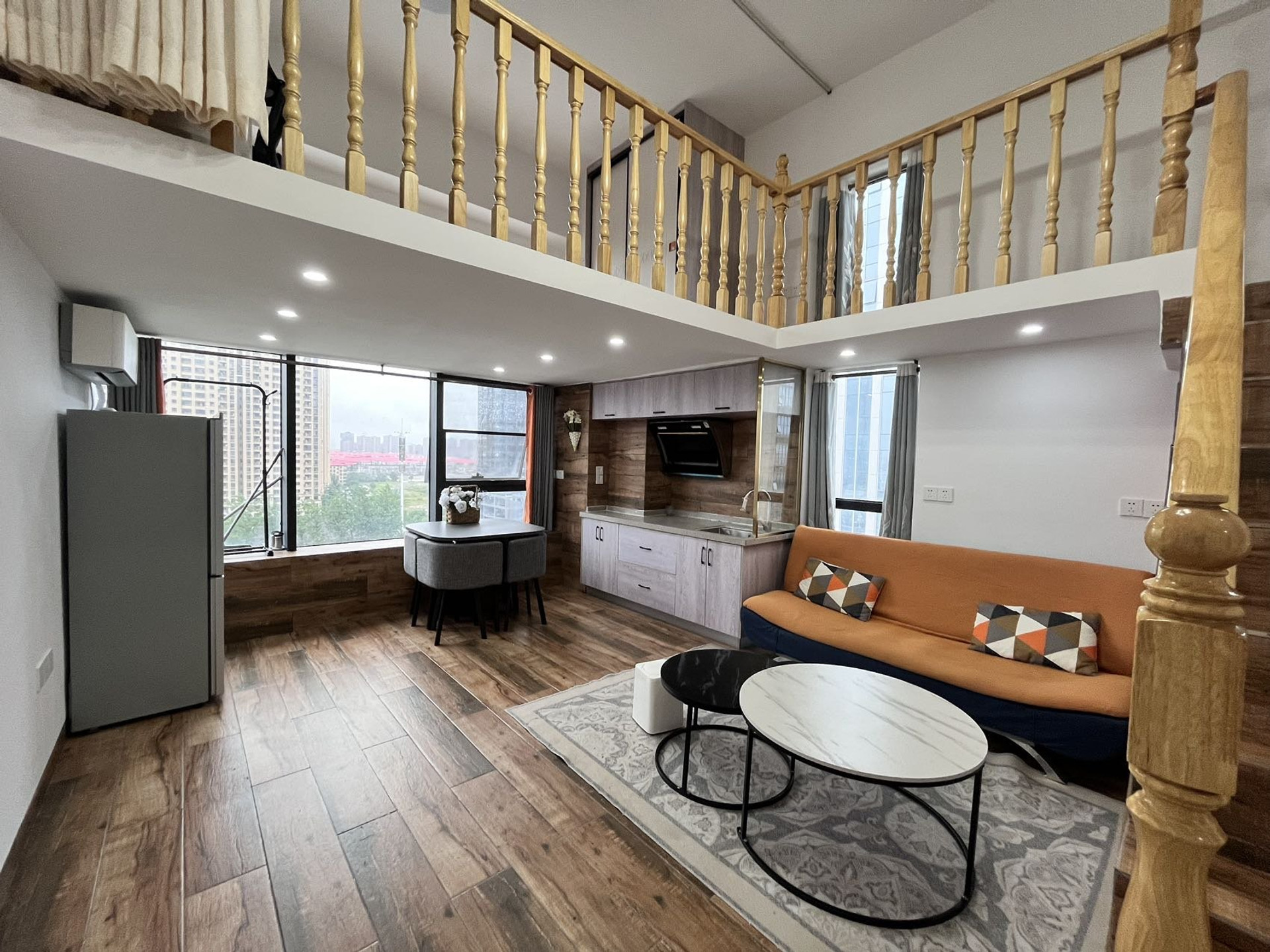 Loft living room & kitchen dining area
