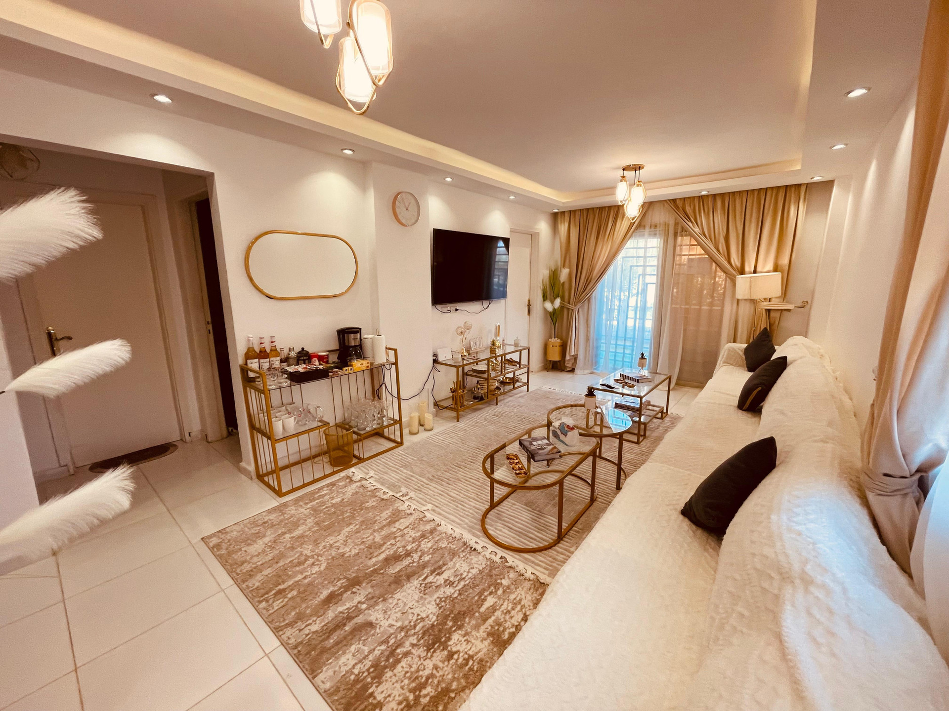 Living room, Air-conditioning, Coffee Corner, Garden View, Wi-Fi, Smart TV LG 60, Satellite, Coffee Maker, Wine Glasses, Mosquito net, Sofa, Patio & balcony, Darkening Shades