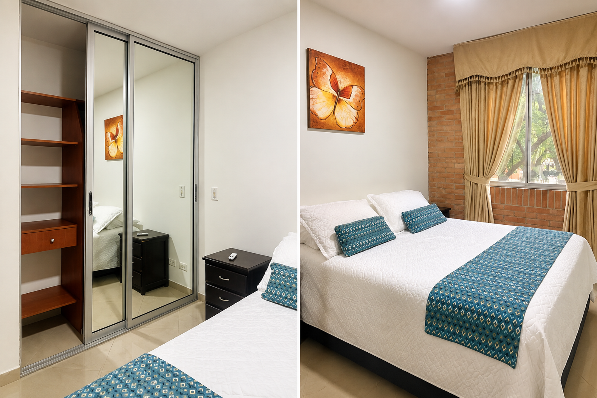 Bedroom with wardrobe and mirror