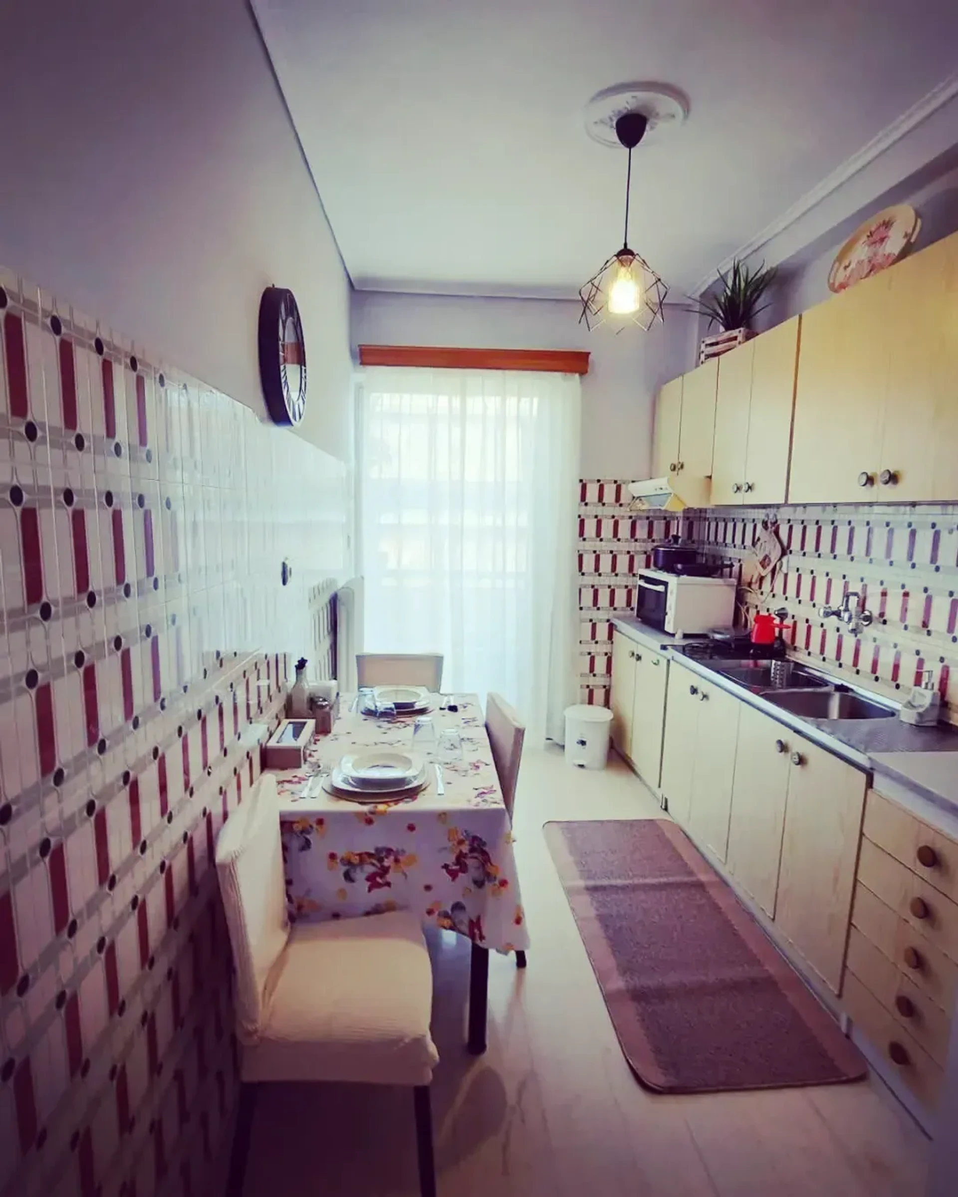 Kitchen with dining table set
