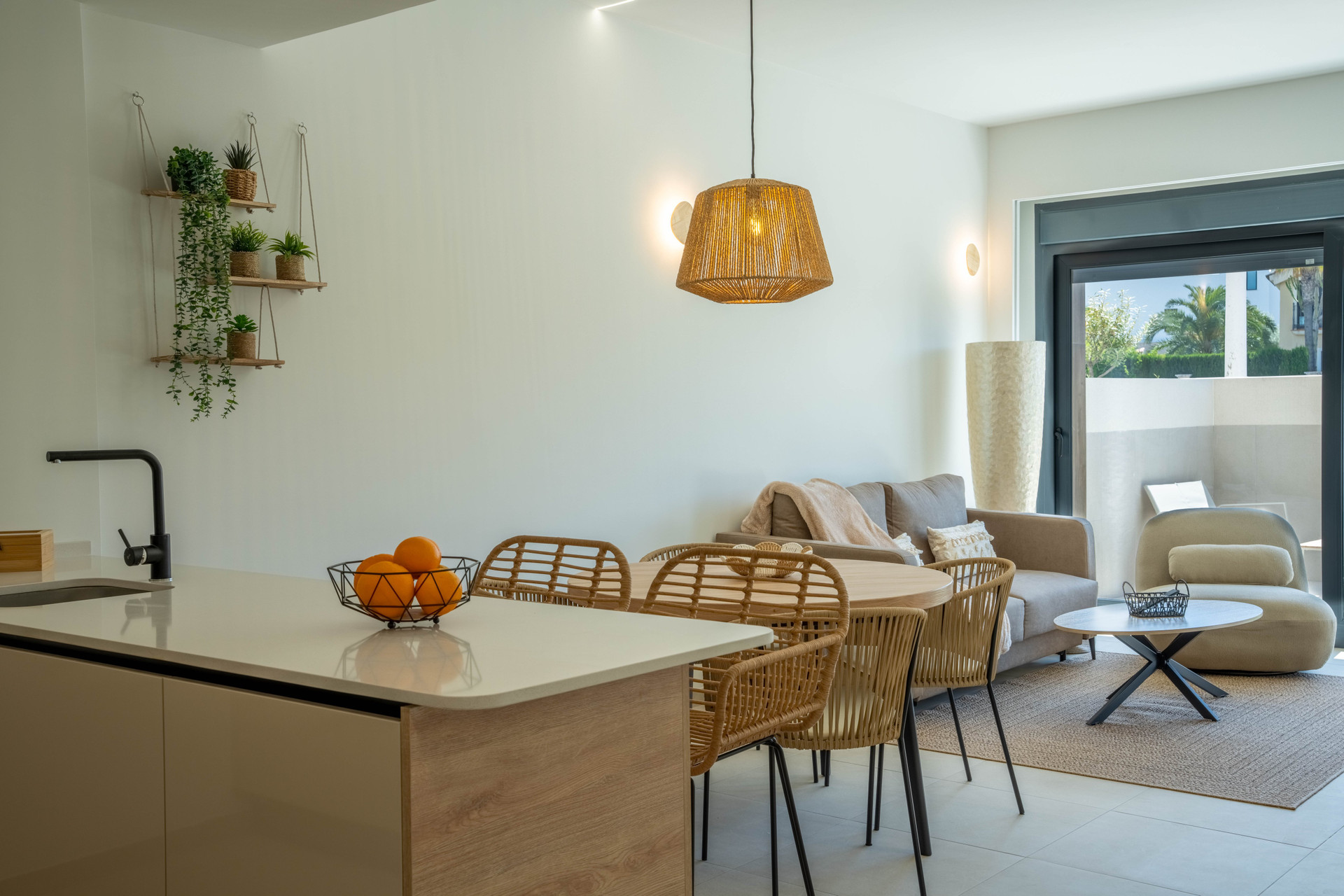 Kitchen island with living area