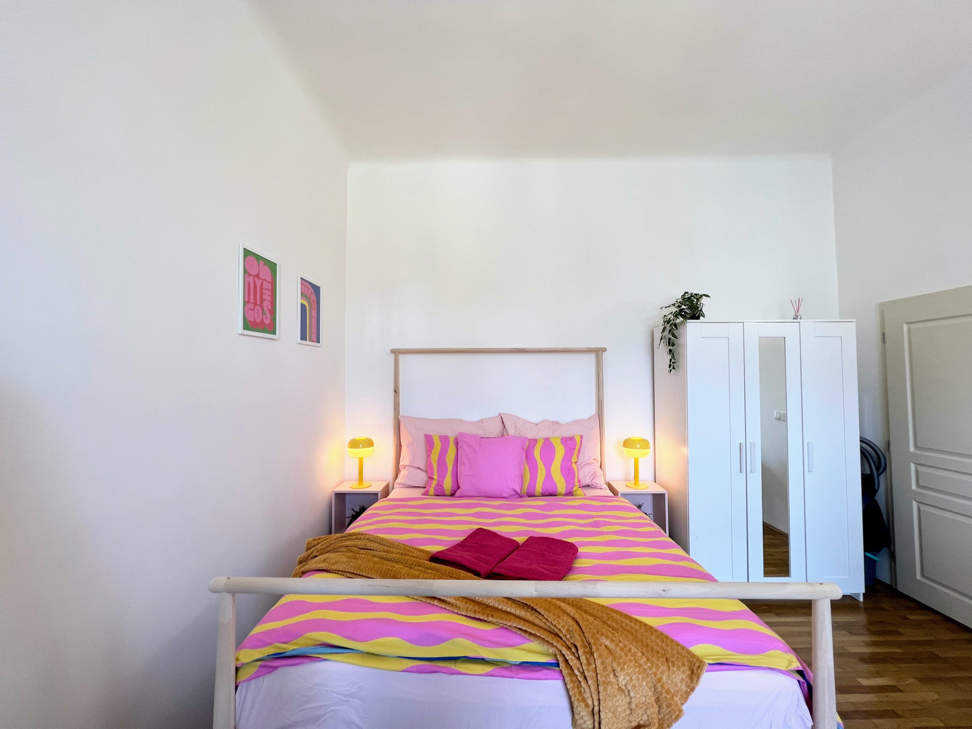Double bed with wardrobe