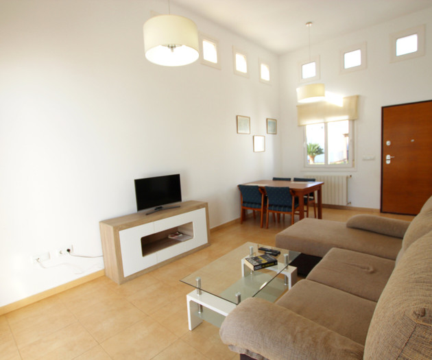 Bright living room with dining area