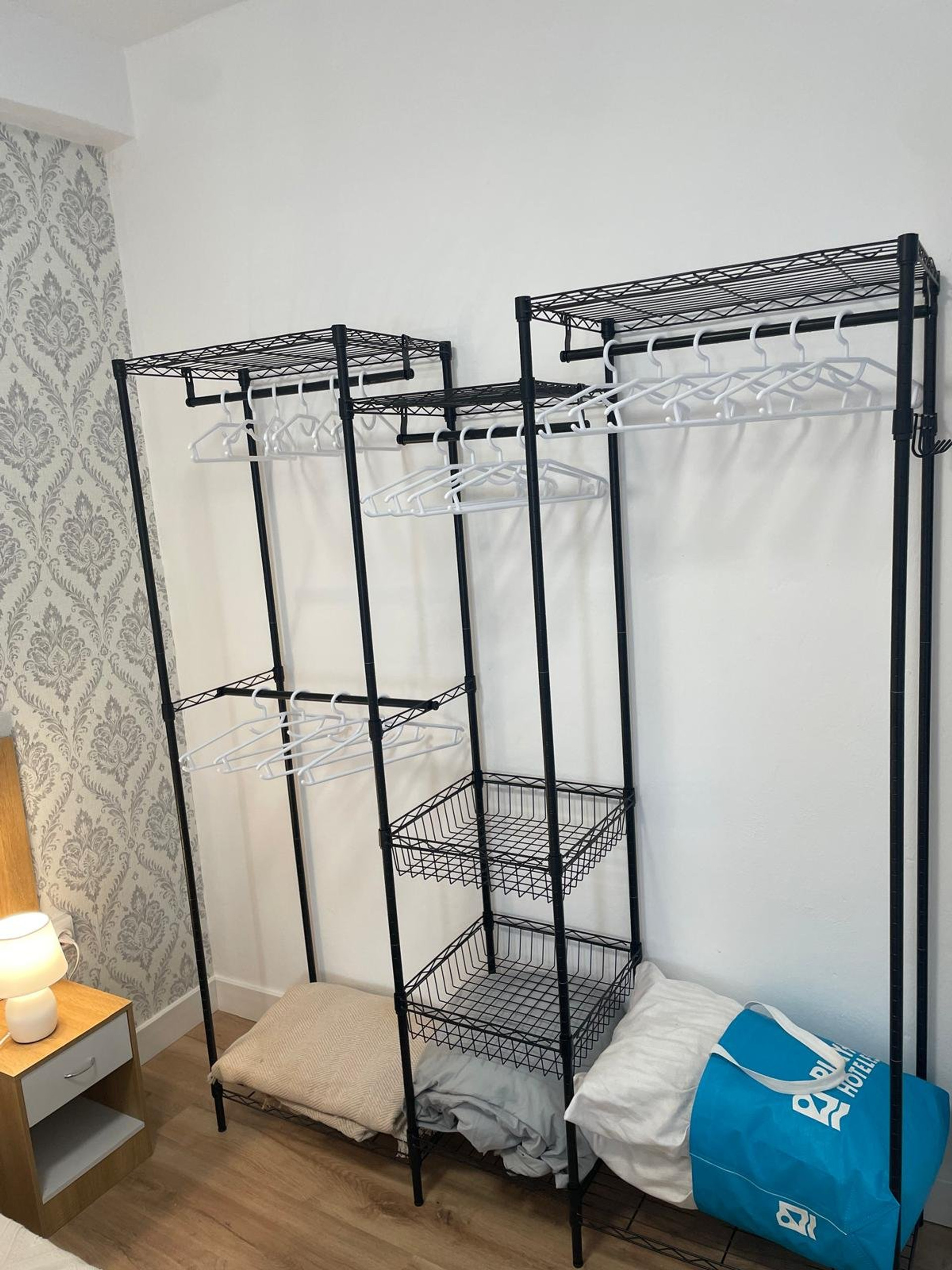 Open closet with hangers