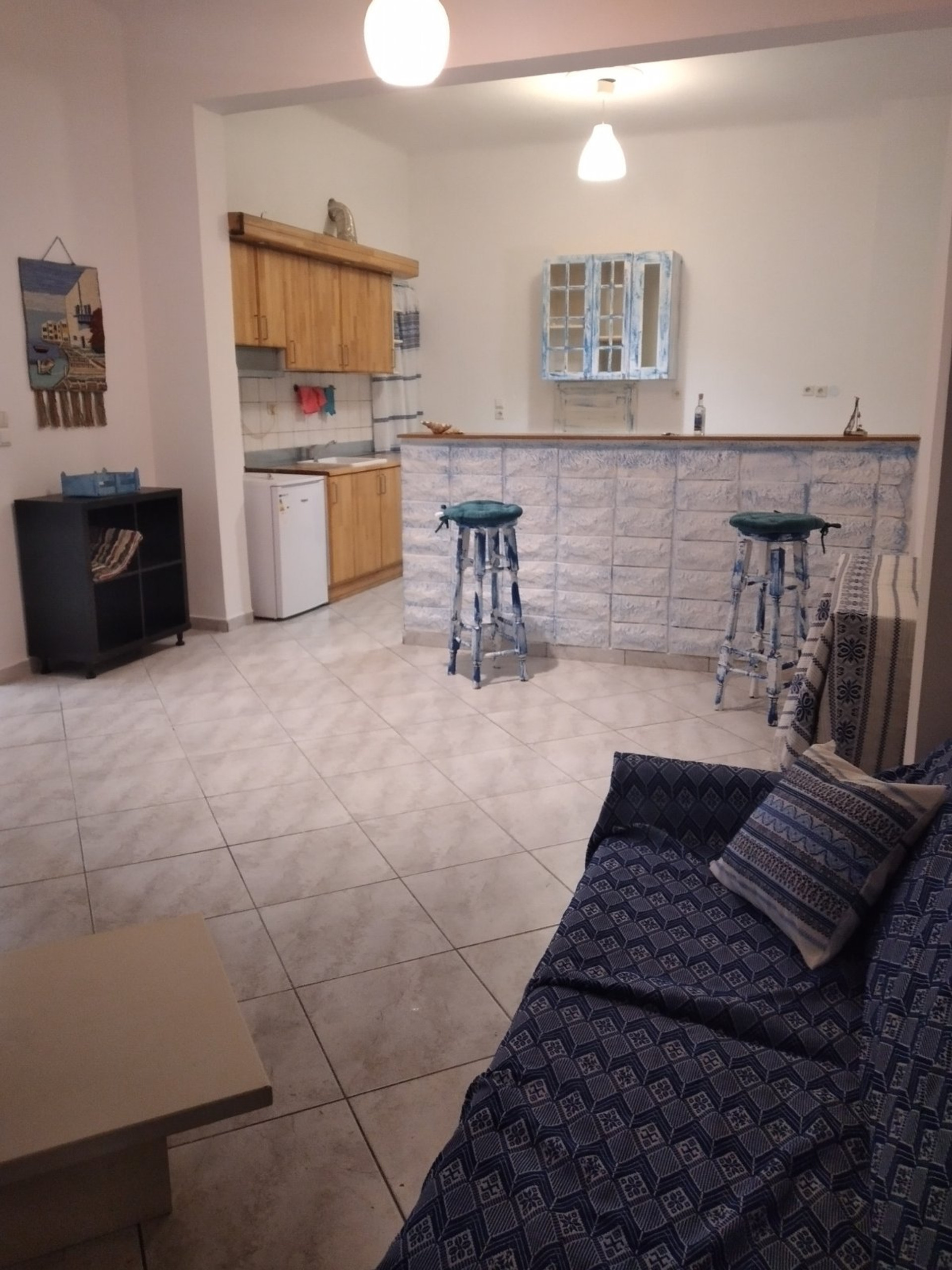 Open living room and kitchen area