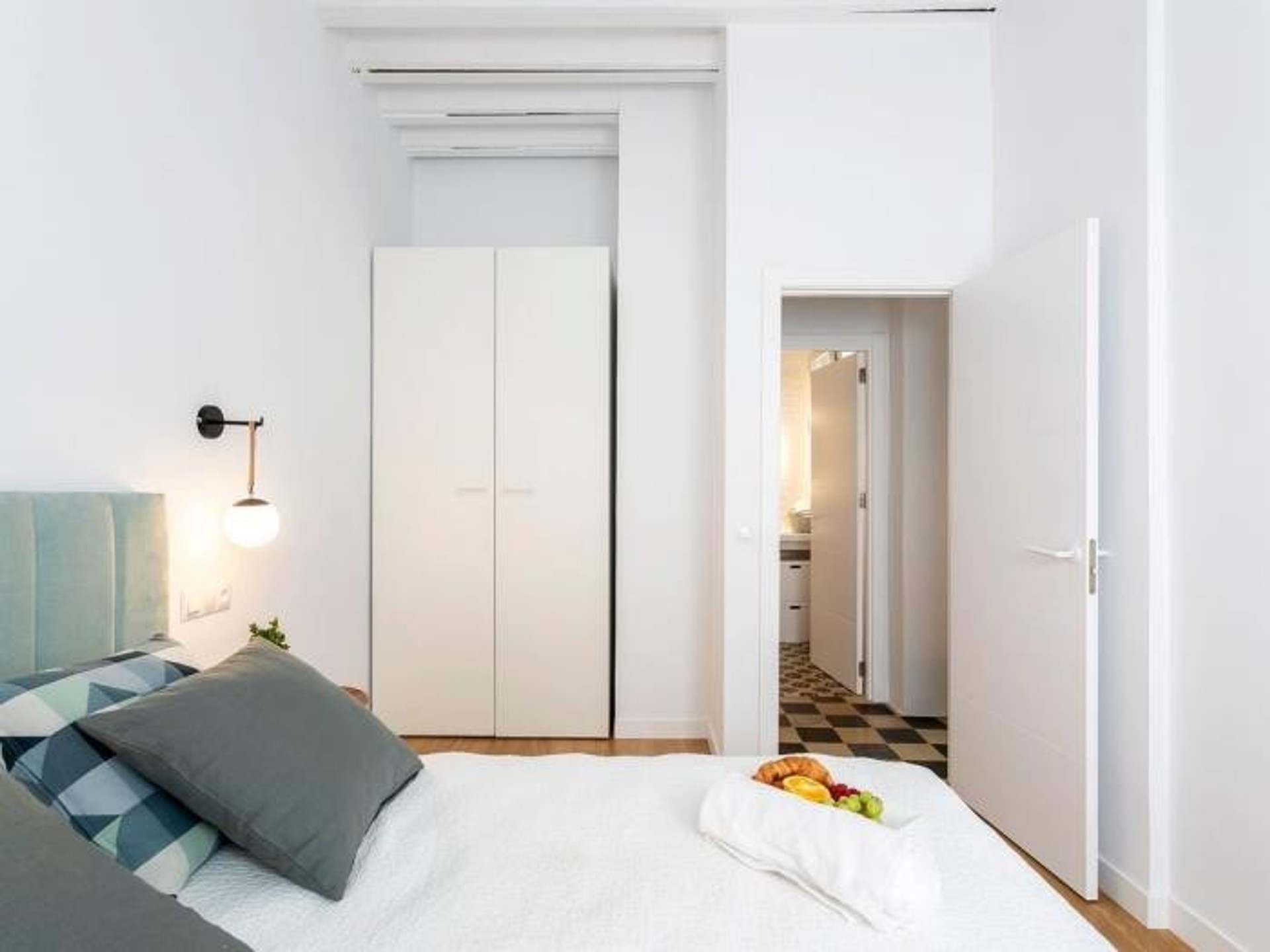 Bedroom with wardrobe and doorway view