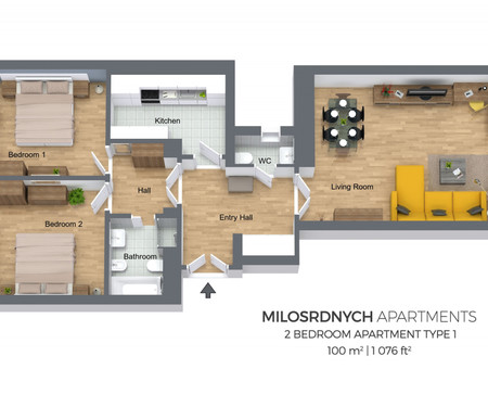 MIL51Luxury Two-Bedroom Apartment | Center