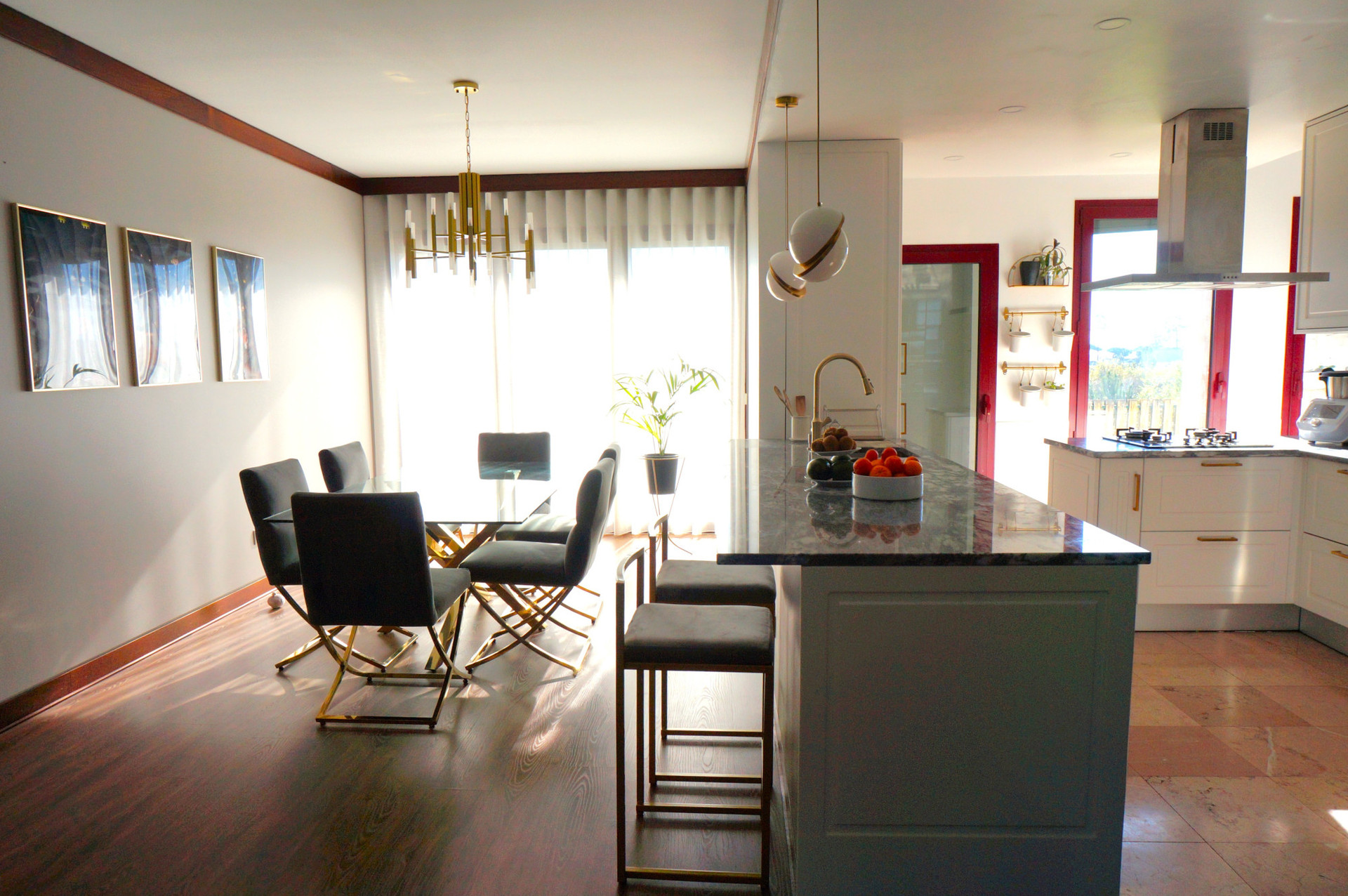 Bright dining kitchen open space