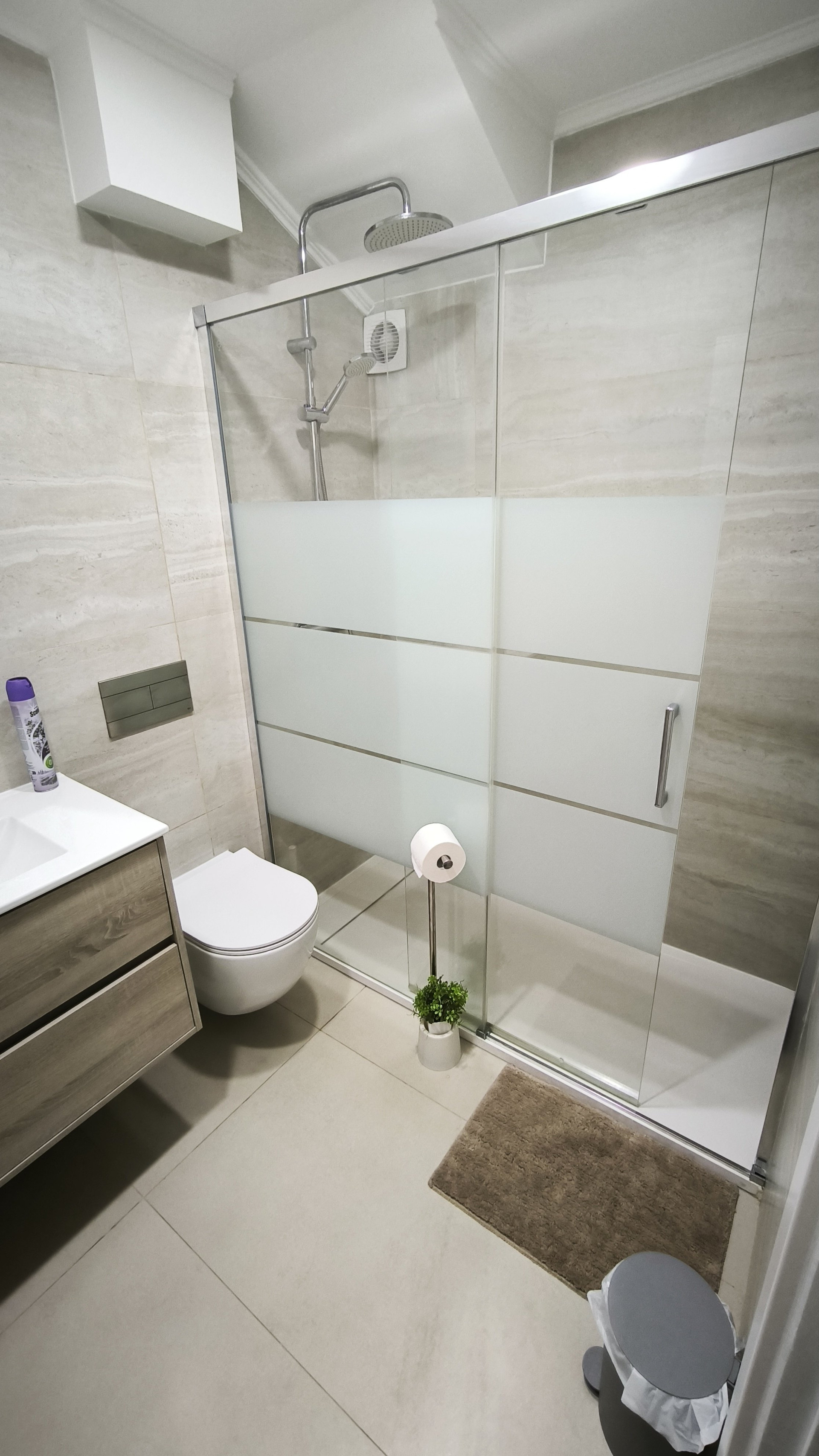 Bathroom with glass shower